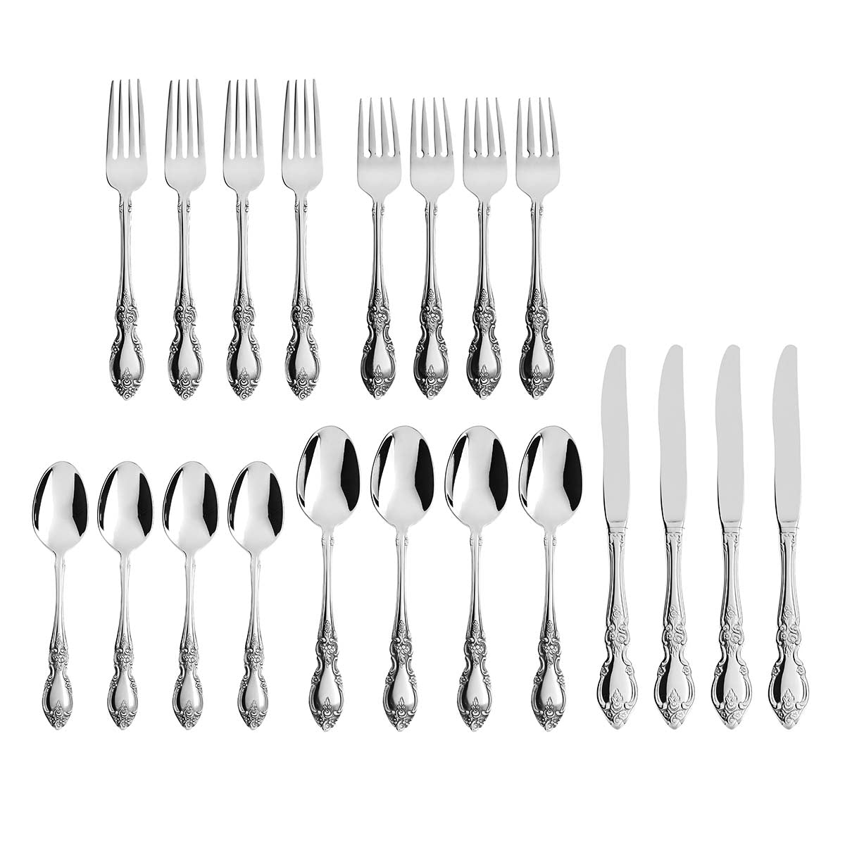 Premium 18/8 Stainless Steel 20-Piece Flatware Set - Elegant Silverware for Everyday Dining & Entertaining - Perfect for Restaurants, Weddings & Home Use