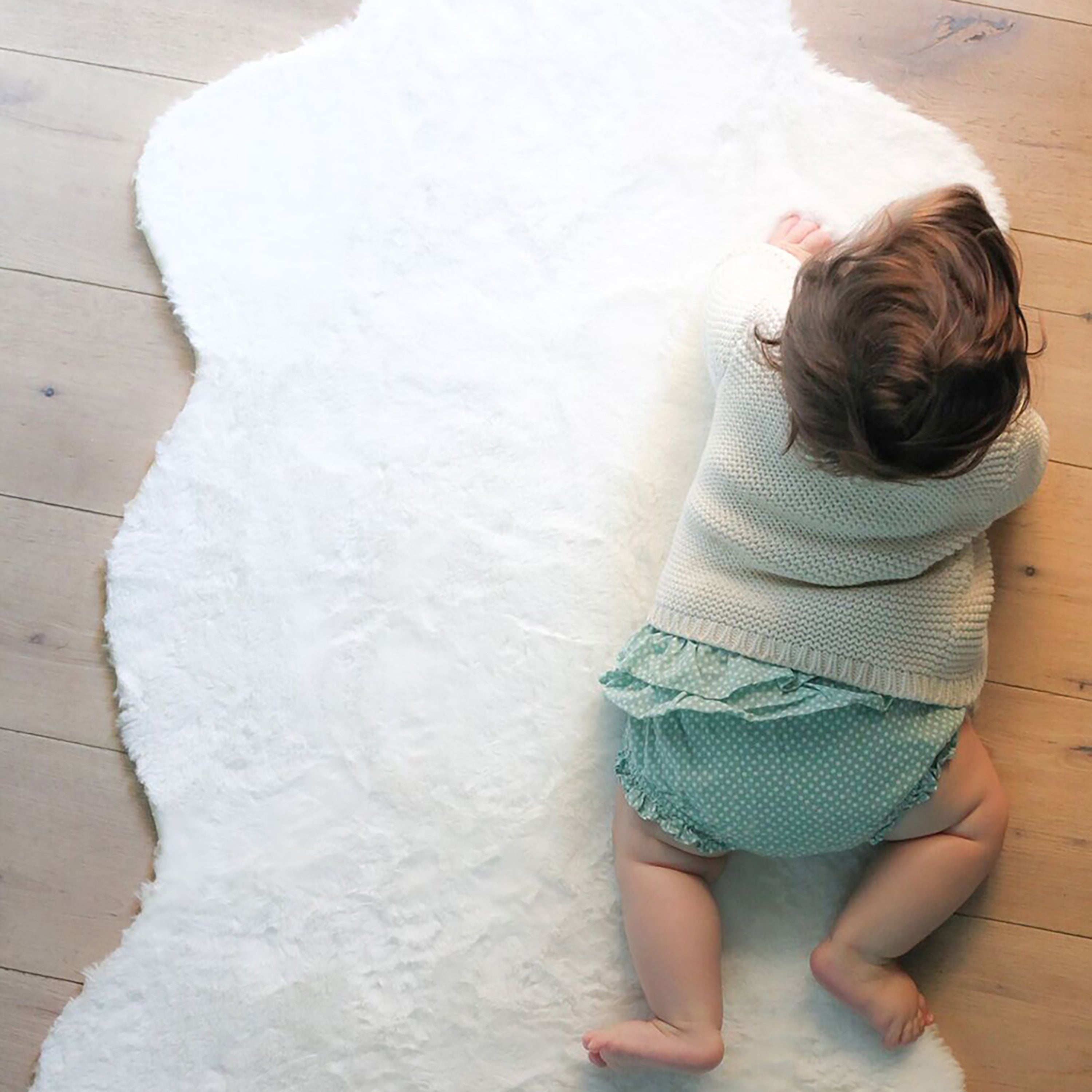 Soft Faux Fur Shaped Playmat for Kids - Non-Slip Nursery Rug, Playroom Floor Mat for Babies & Toddlers - Perfect for Crawling, Playtime & Nursery Decor