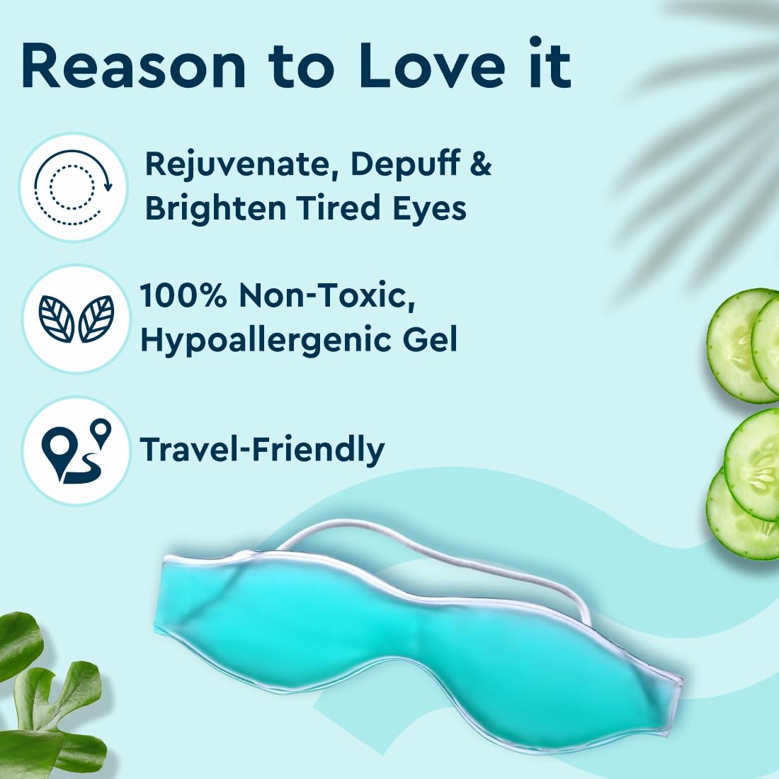 GUBB Cooling Gel Eye Mask for Dark Circles & Puffy Eyes Relief - Hydrating Eye Patches for Dry Eyes, Pain & Redness - Soothing Gel Eye Mask for Women & Men - Universal Fit Blue Eye Mask for Relaxation & Tired Eyes - Perfect for Work, Travel & Home Use
