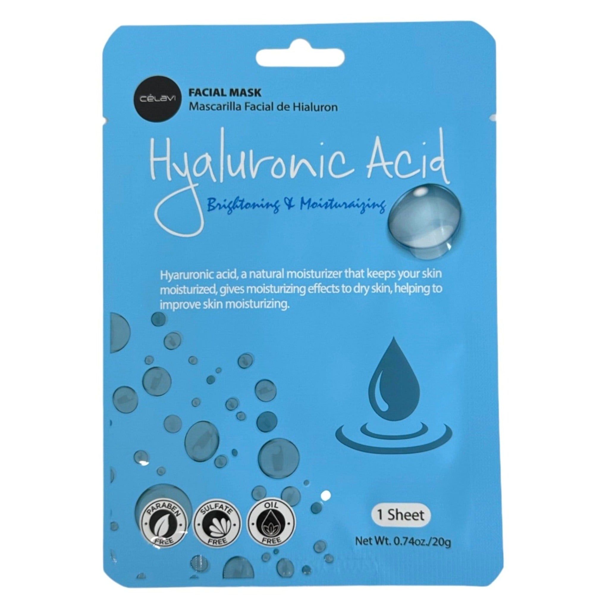 Best Hydrating Hyaluronic Acid Sheet Mask 0.74oz/20g - Deep Moisturizing Facial Treatment for Dry Skin - Perfect for Daily Skincare Routine & Spa Night