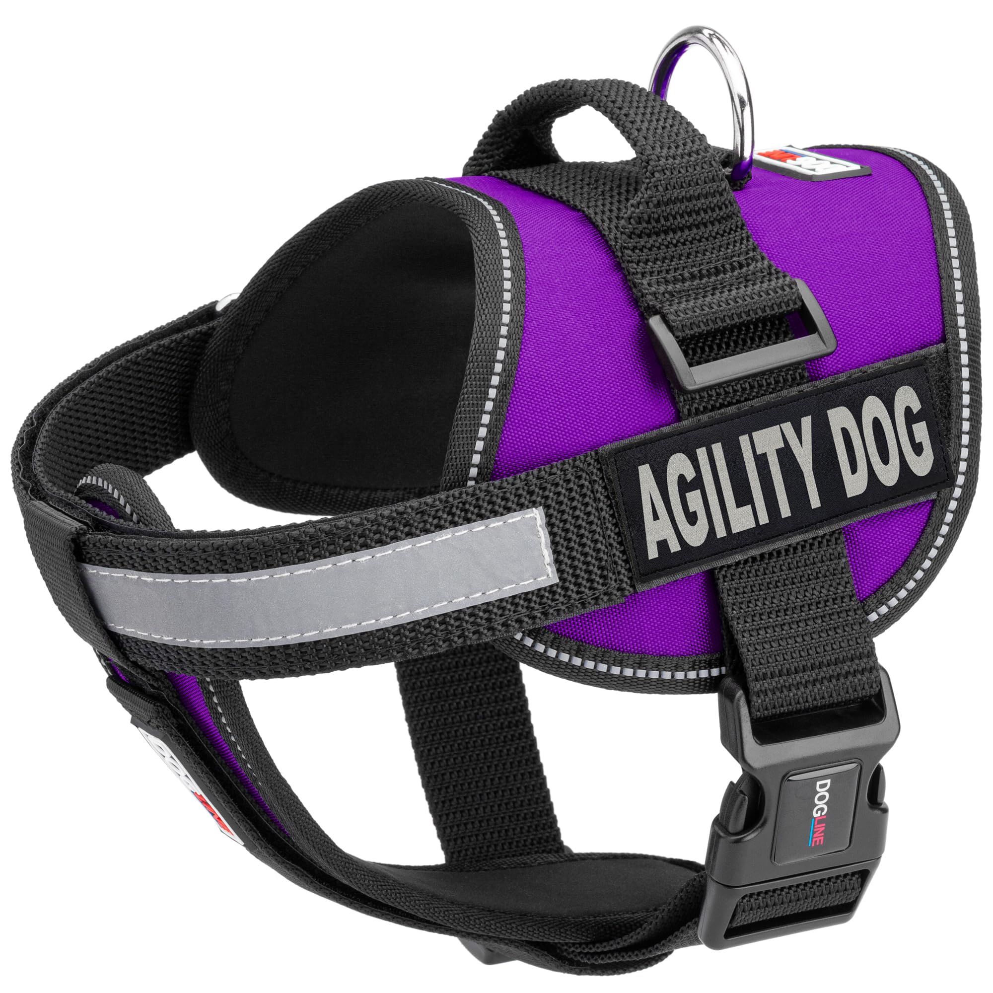 Dogline Unimax Multi-Purpose Dog Vest Harness with 2 Removable Agility Patches - Adjustable Small Size in Purple for Training, Hiking & Outdoor Adventures