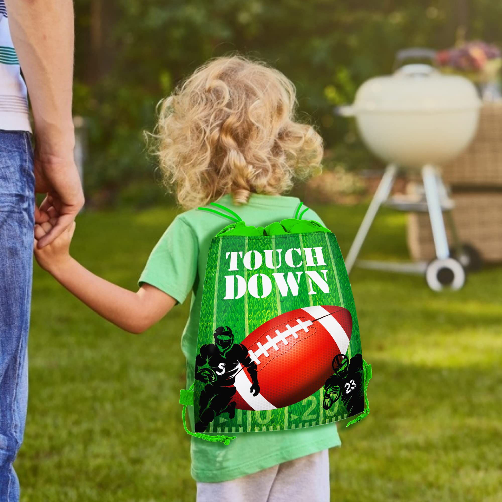 CC HOME 12 Pack Football Drawstring Party Bags - Football Themed Gift & Candy Treat Bags for Kids Birthday Parties (10.6x13.4 Inches) - Perfect for Football Baby Showers, Game Day Decorations & Sports Themed Events
