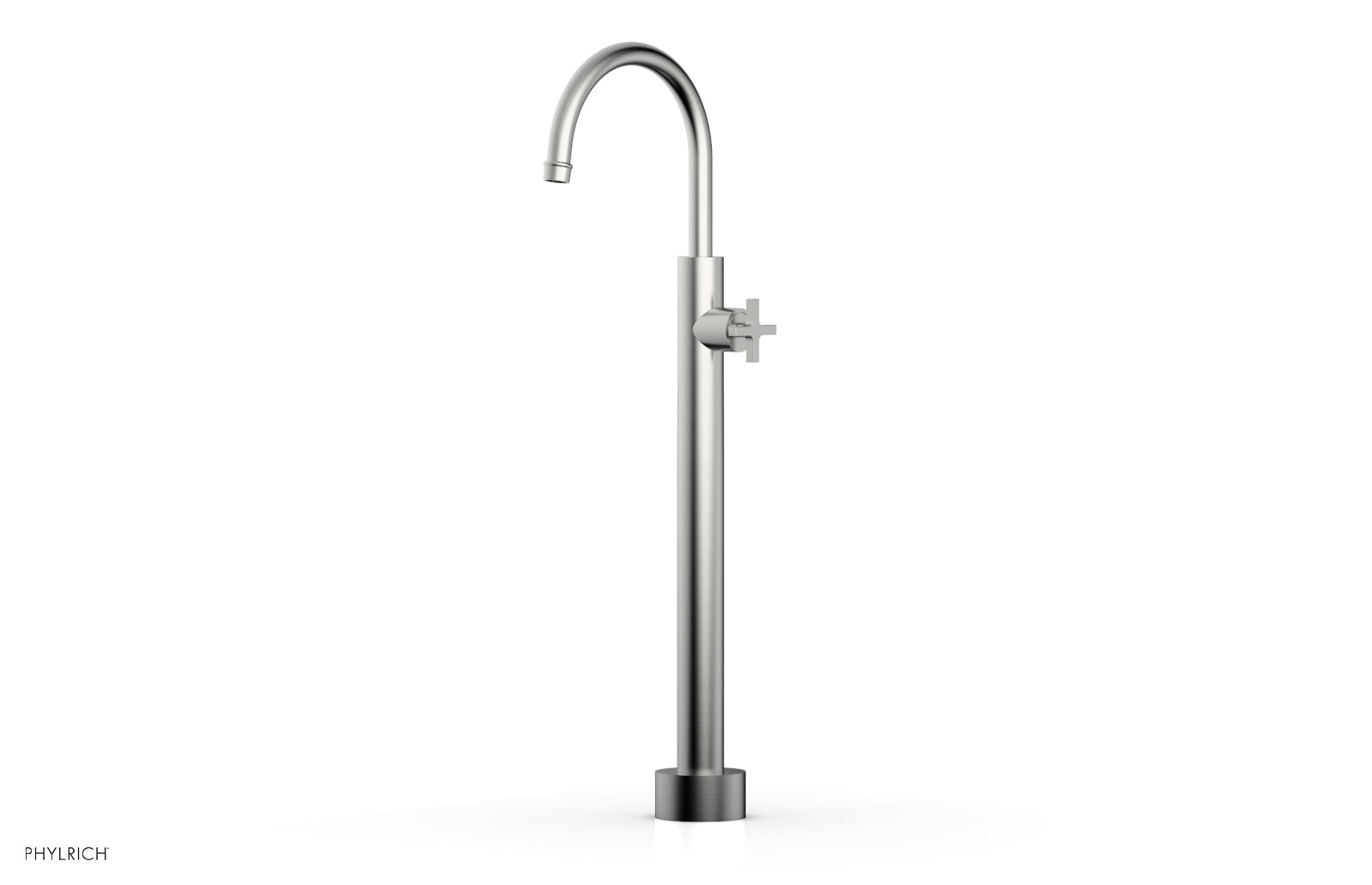 HEX MODERN Low Floor Mount Tub Filler with Cross Handle - Model 501 46 04 | Perfect for Contemporary Bathroom Designs & Spa-Like Showers