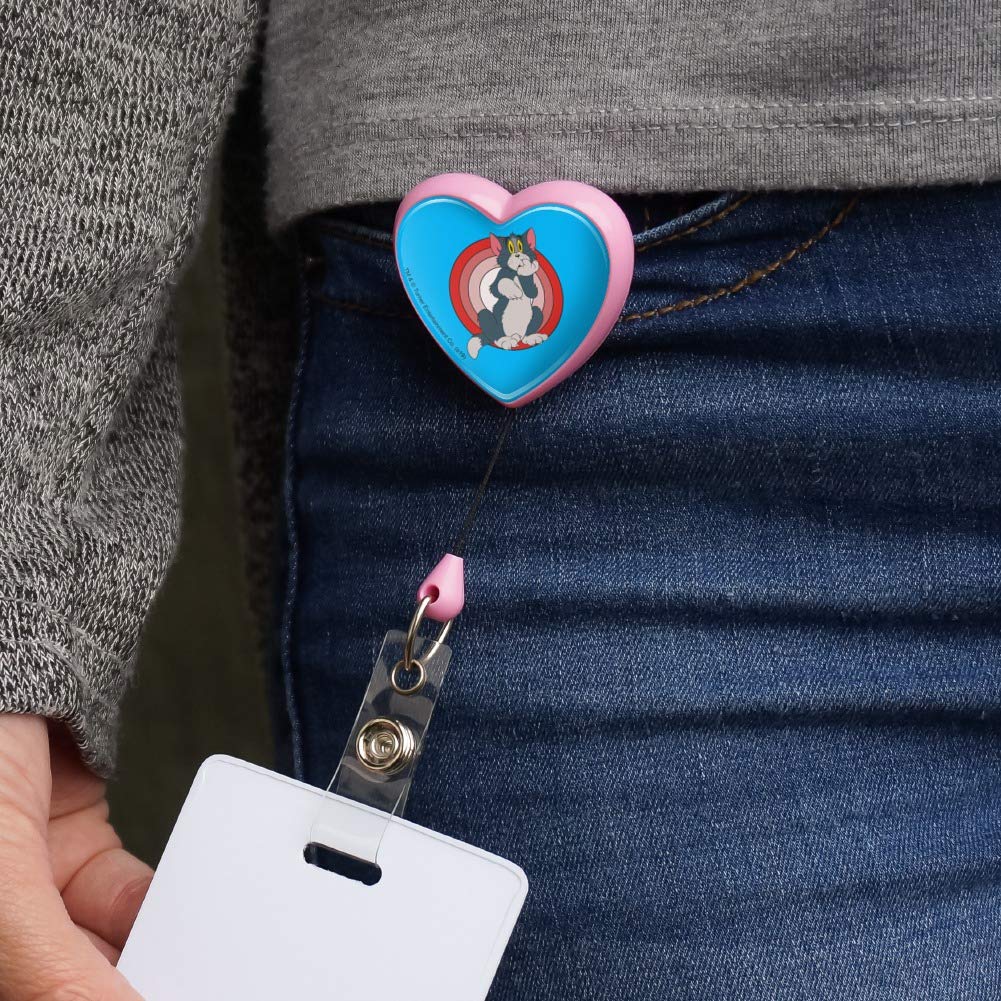 Tom and Jerry Heart Lanyard with Retractable Reel - Cute Cartoon Badge Holder for ID Cards, Keys & Work Accessories - Perfect for Teachers, Nurses, Office Workers & Convention Attendees