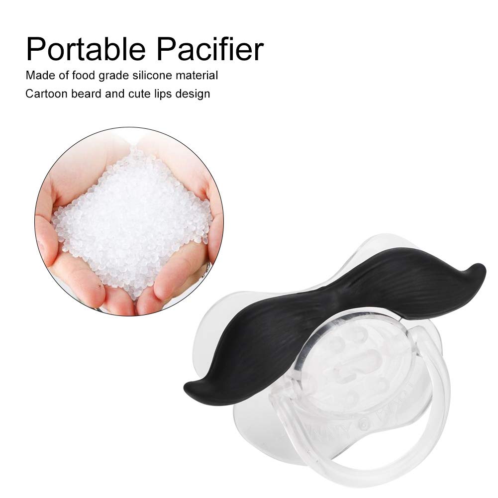 Hztyyier Food Grade Silicone Pacifier - Cute Portable Baby Pacifier with Funny Beard Design for Kids & Toddlers | Gentlemen Style | Perfect for Teething Relief, Travel & Gifts