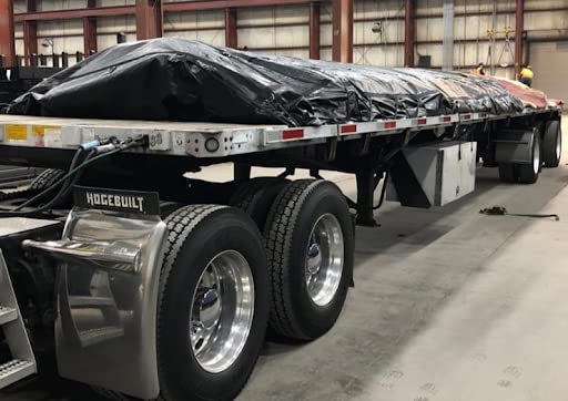 Mytee Heavy Duty 18' x 27' Black Vinyl Lumber Tarp - 18oz Waterproof Flatbed Truck Tarp with 5' Drop - Protects Cargo from Wind, Rain, Snow & Sun - Ideal for Trailers, Construction, Landscaping & Outdoor Storage