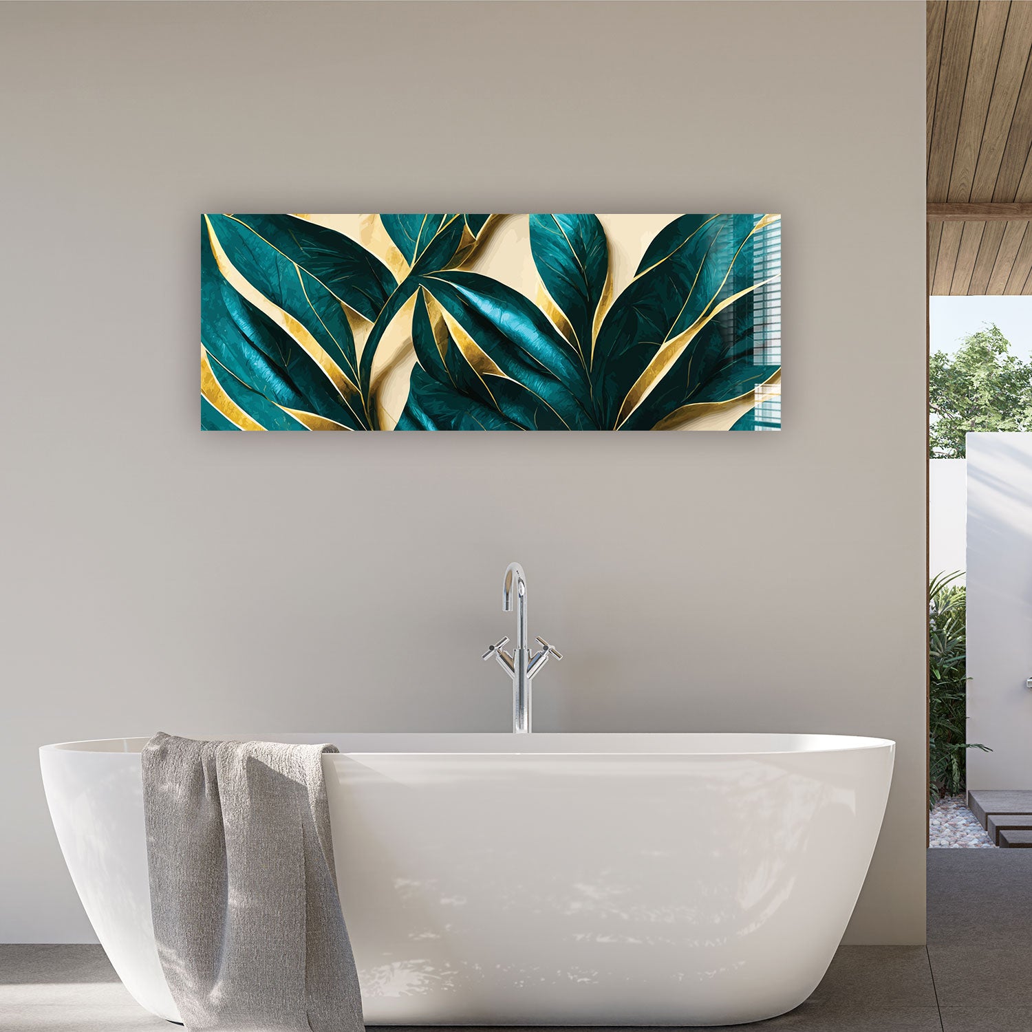 Vivid Leaves Panoramic Wall Art - Stunning Nature-Themed Home Decor for Living Room, Bedroom & Office | Perfect for Modern Interior Design & Gift Giving