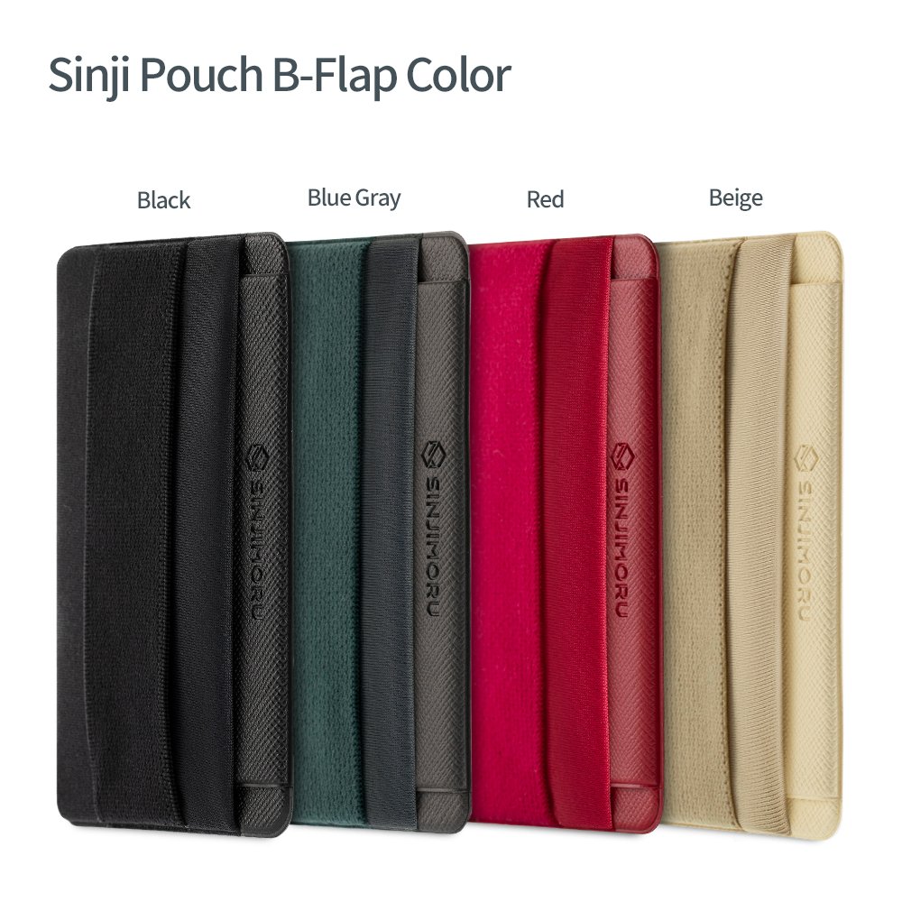Sinjimoru Adhesive Phone Grip with Card Holder & Finger Strap - Multi-Functional B-Flap Pouch for iPhone, Samsung | Perfect for Wallet-Free Shopping, Commuting & Hands-Free Selfies