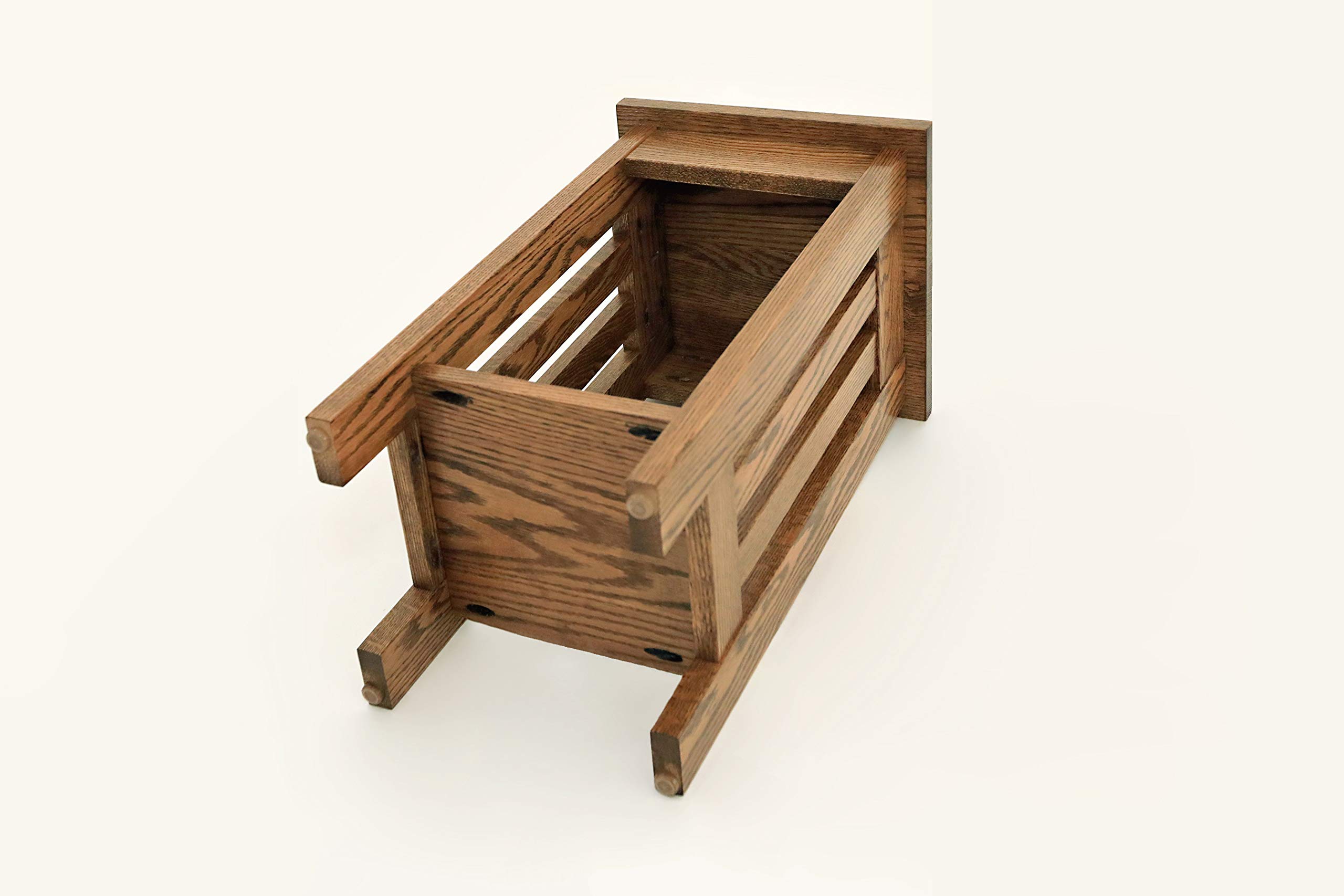 Handmade Amish Oak End Table & Plant Stand - 22.75 Inches Tall, 12 Inches Wide - Solid Wood Side Table for Living Room, Bedroom, or Office - Made in USA