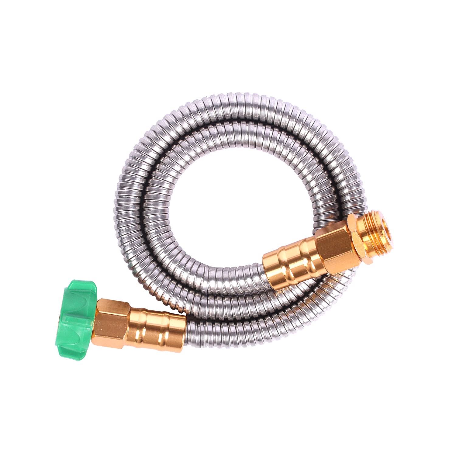 3 ft Stainless Steel Metal Garden Hose - Heavy Duty Flexible Water Hose Extension for Outdoor, Indoor, and RV Use - Durable Short Hose for Gardening, Washing Cars, and Patio Cleaning
