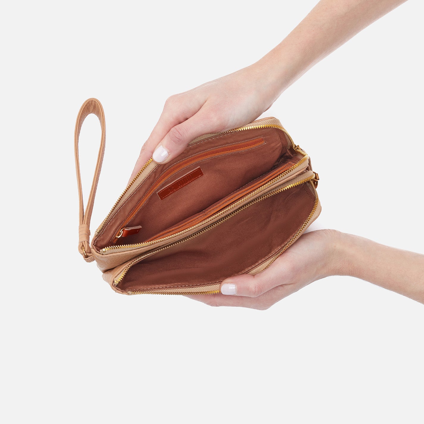 Premium Pebbled Leather Dayton Wristlet Wallet - Sandstorm Color | Stylish & Compact Wristlet for Women | Perfect for Everyday Use, Travel & Night Out