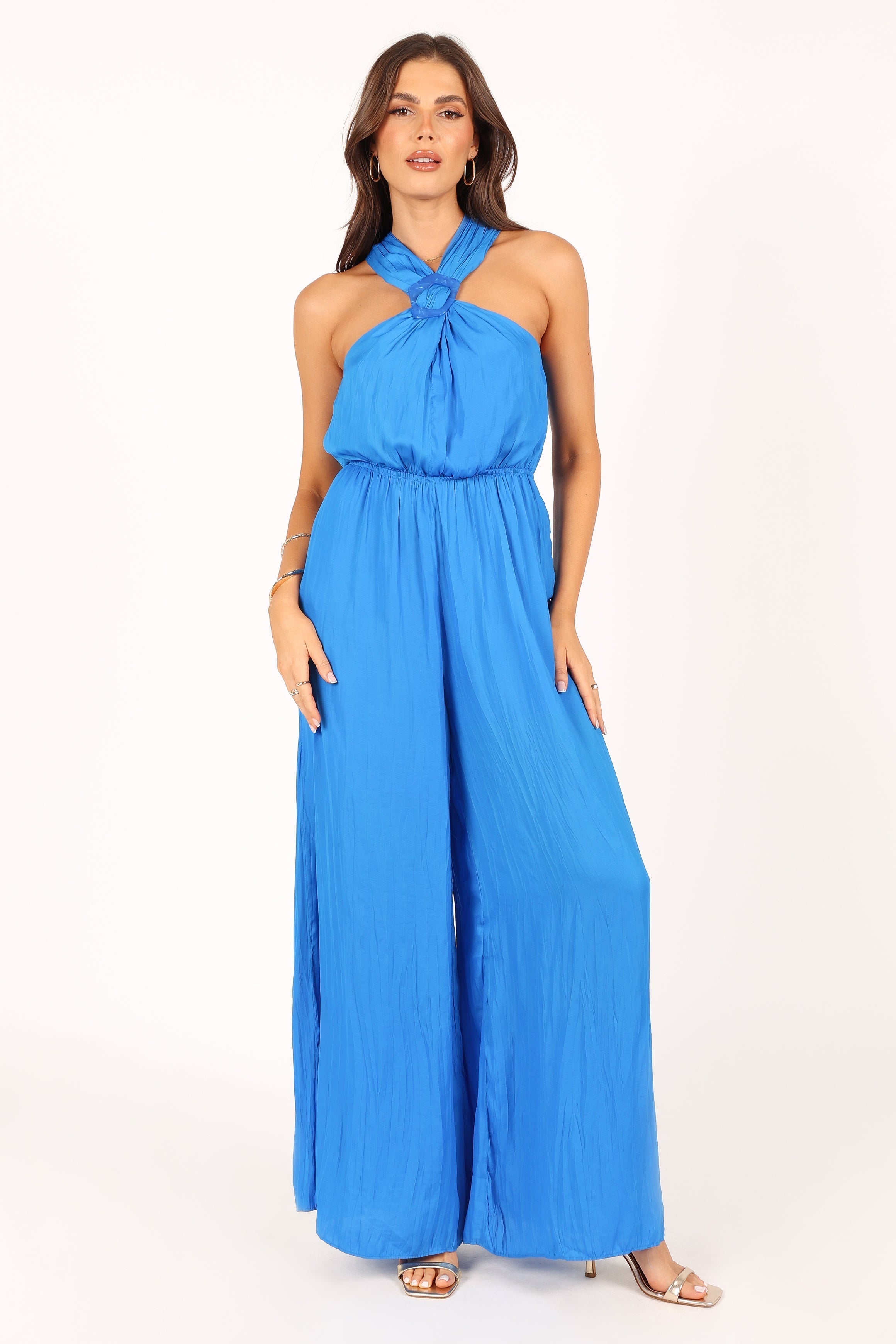 Dylan Wide Leg Jumpsuit for Women - Trendy Blue Romper with Pockets | Perfect for Casual Outings, Beach Vacations & Summer Fashion