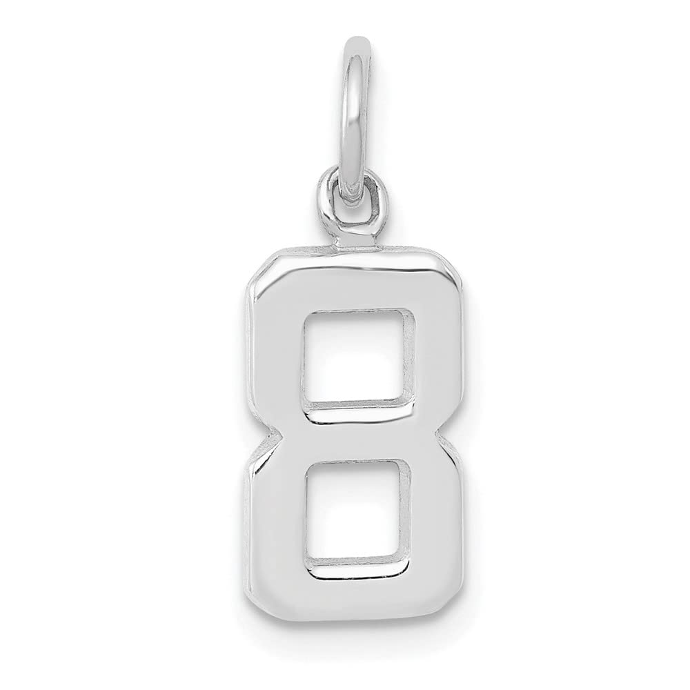 14K White Gold Small Polished Number 8 Charm Pendant - Elegant Jewelry Gift for Women, Girls - Perfect for Birthdays, Anniversaries & Special Occasions