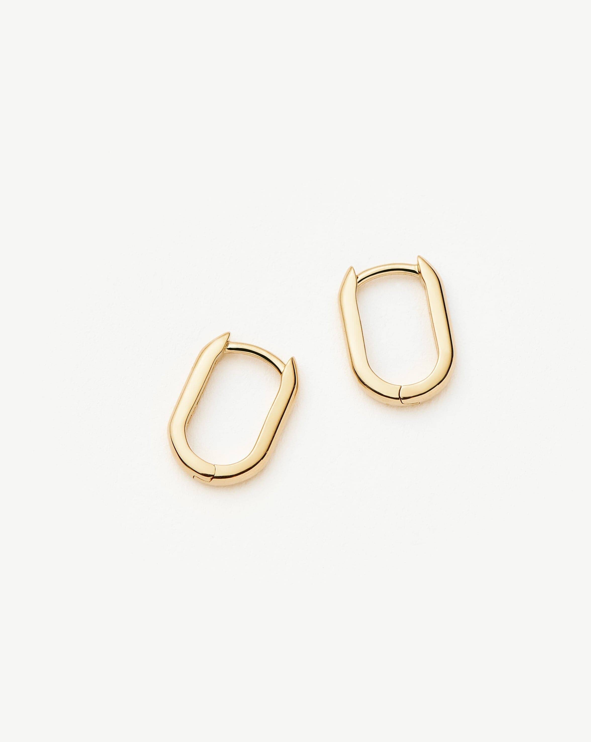 14K Solid Gold Mini Hoop Earrings for Women - Elegant Ovate Design, Hypoallergenic Fine Jewelry - Perfect for Everyday Wear, Date Nights & Special Occasions