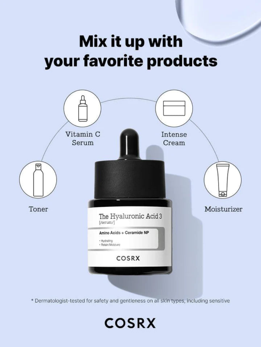 COSRX Hyaluronic Acid 3 Serum 20ml - Hydrating Facial Serum for Dry Skin, Deep Moisturizer with Hyaluronic Acid - Perfect for Daily Skincare Routine & Nighttime Hydration