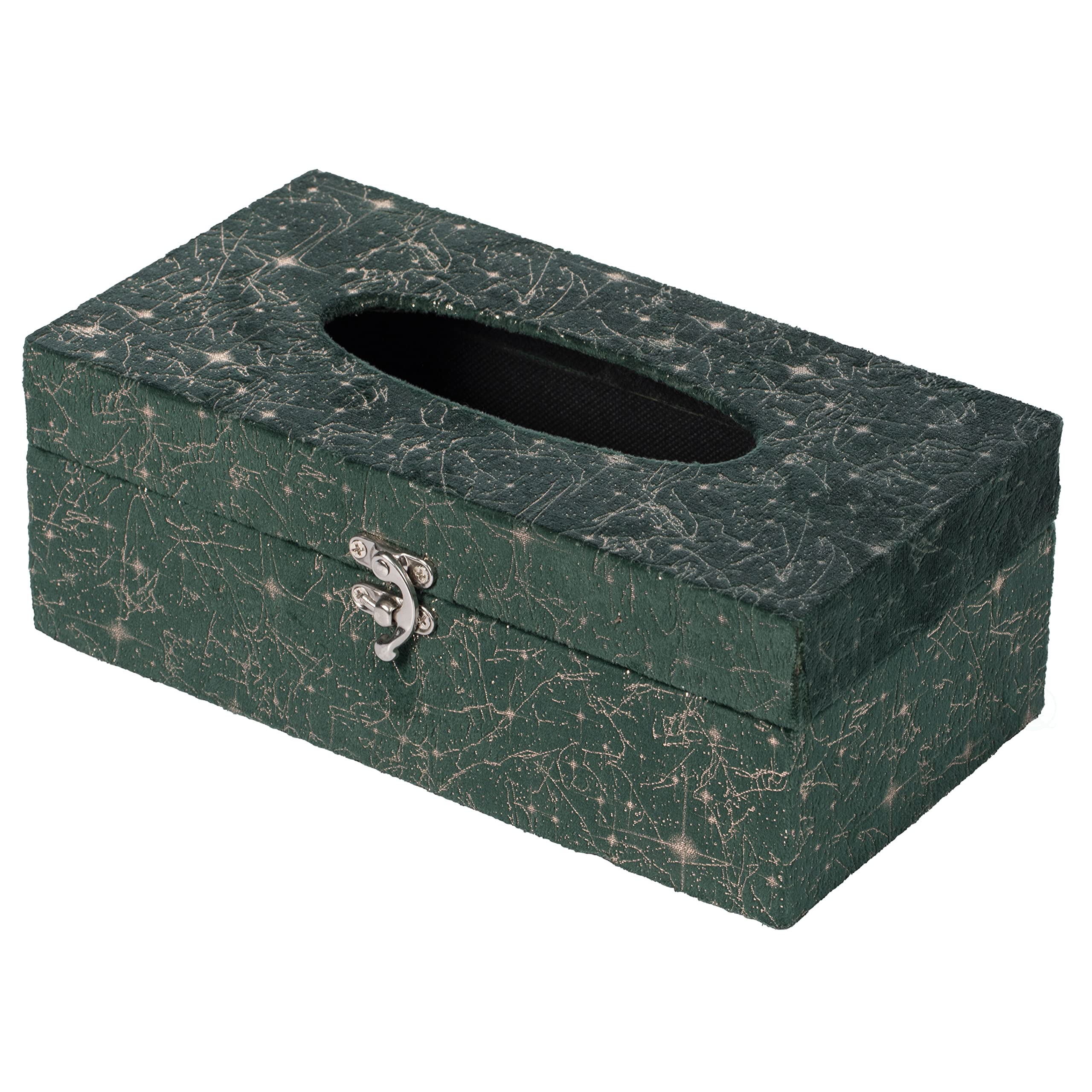 Modern Velvet Rectangular Tissue Box Cover - Elegant Green Home Decor for Living Room, Bedroom & Office