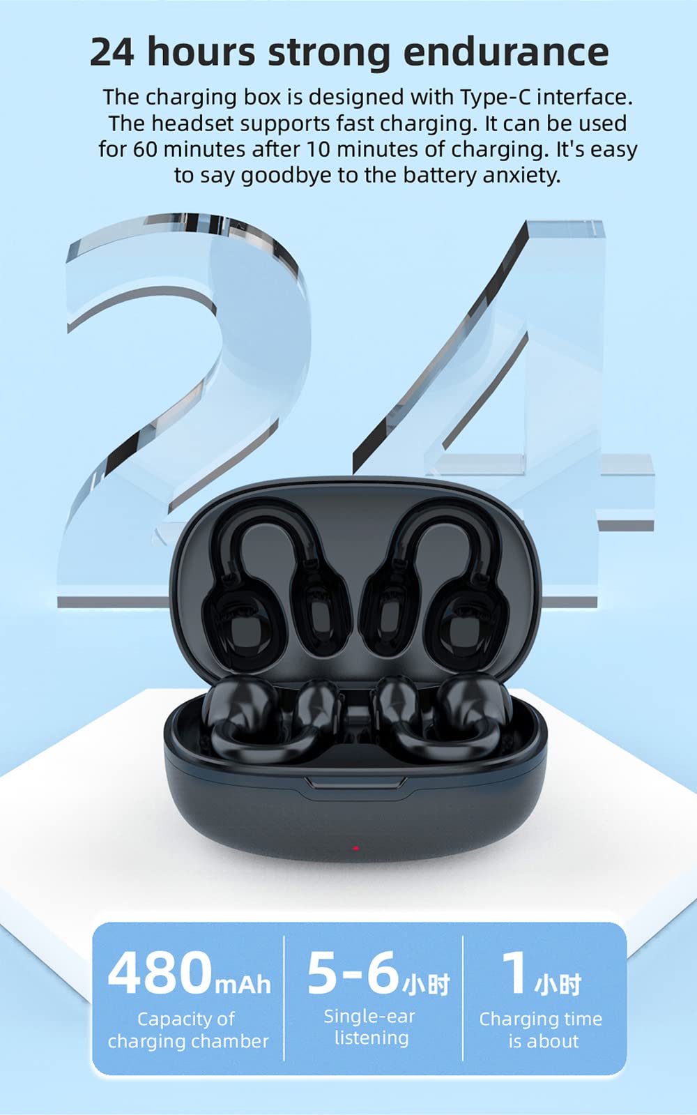 Open Ear Wireless Earbuds for Sports - Bluetooth Headphones for Running, Cycling & Driving | Sweatproof Lightweight Workout Earbuds with Secure Fit | Perfect for Gym, Jogging & Outdoor Activities