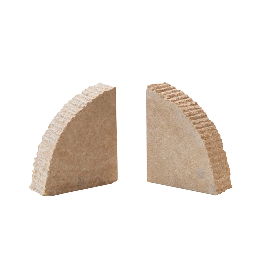 Stylish Sandstone Bookends for Shelves - Heavy Duty Decorative Book Holders for Home & Office - Perfect for Organizing Books, Displaying Decor, and Gifting