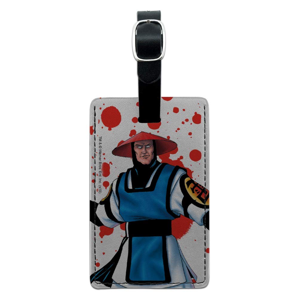 Mortal Kombat Klassic Raiden Leather Luggage Tag - Rectangle ID Card Holder for Travel Bags, Suitcases & Backpacks - Durable Gaming Accessory for Fans