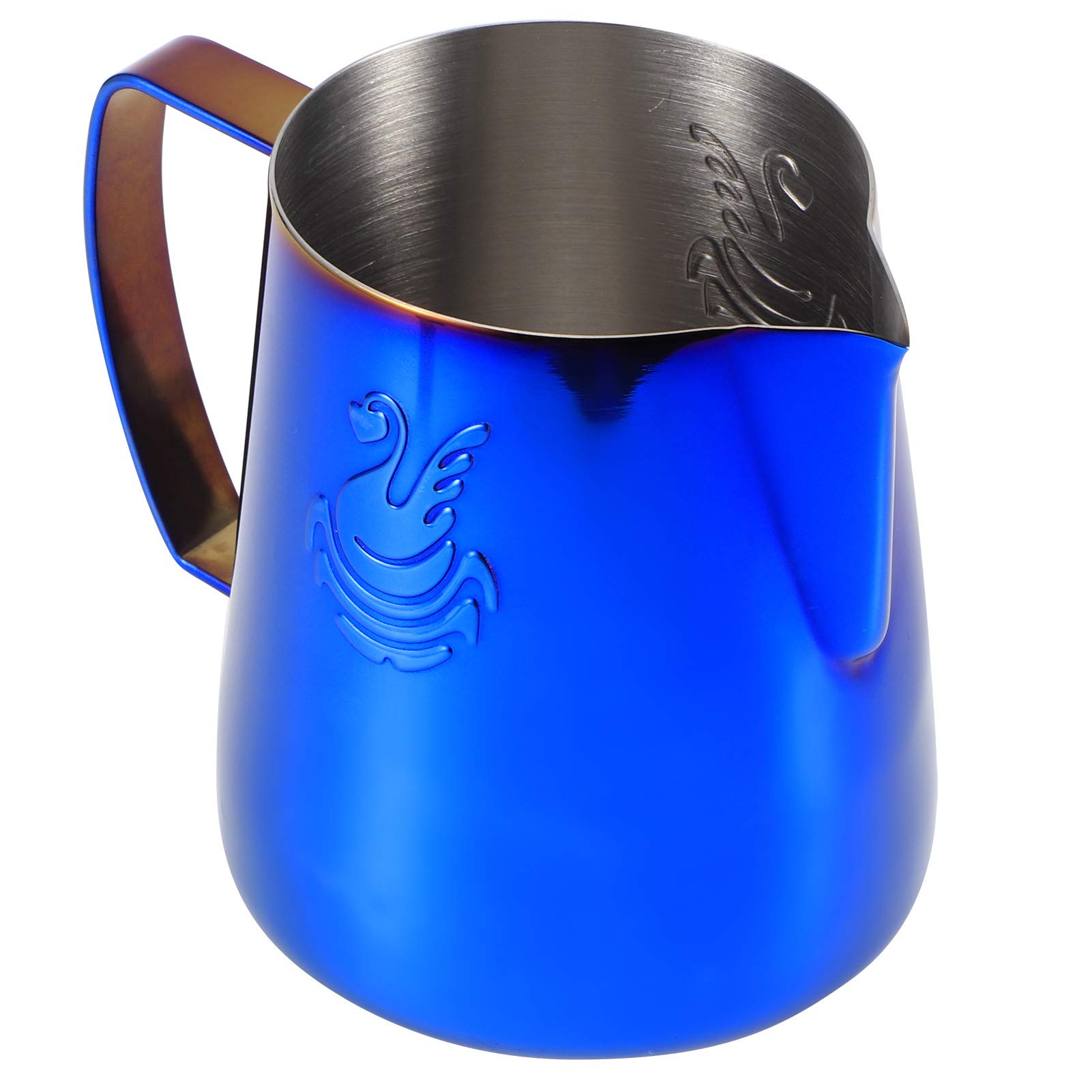 400ml Blue Thick 304 Stainless Steel Milk Frothing Pitcher - Professional Latte Art Coffee Frother Jug for Cappuccino, Latte & Hot Chocolate - Perfect for Home, Office & Coffee Shops