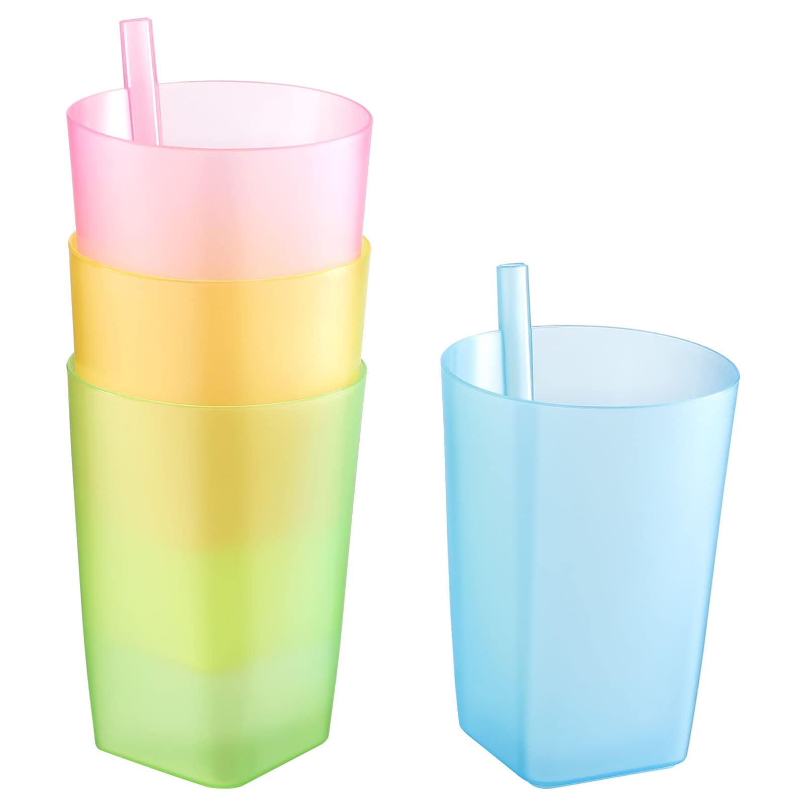 **4-Pack Toddler Sippy Cups with Built-in Straw | Leak-Proof Stackable Baby Drinking Cups for Boys & Girls | Ideal for Travel, Daycare & Mealtime**