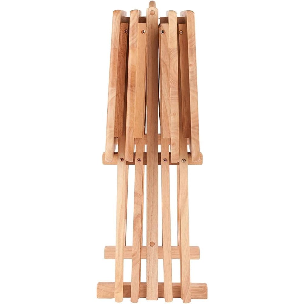 5-Piece Wooden Alex Snack Table Set - Folding TV Tray, Portable Laptop Stand, Compact Gaming Desk - Space Saving, Sturdy & Lightweight for Living Room, Bedroom, Office - Natural Finish - Perfect for Snacking, Working, Studying & Gaming