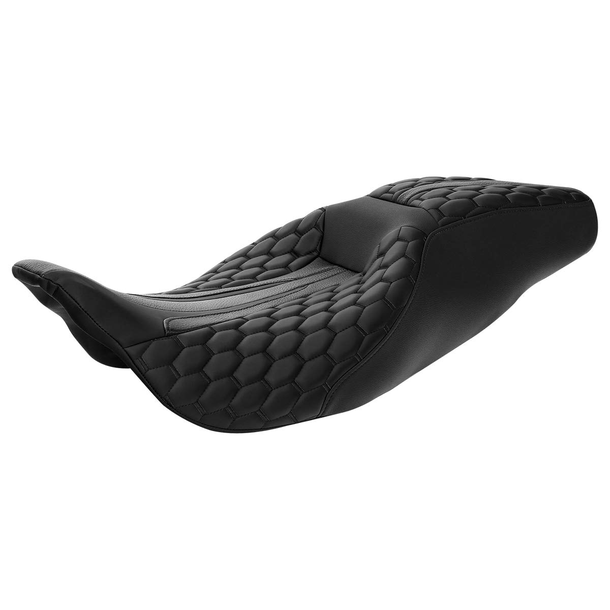 SLMOTO One-Piece 2-Up Motorcycle Seat for Harley Touring Models - Compatible with Road King, CVO Road Street, Electra Glide Ultra Classic (2009-2023) & Road King Special FLHRXS (2017-2023) - Comfortable Driver & Passenger Seat for Long Rides and Road Trips