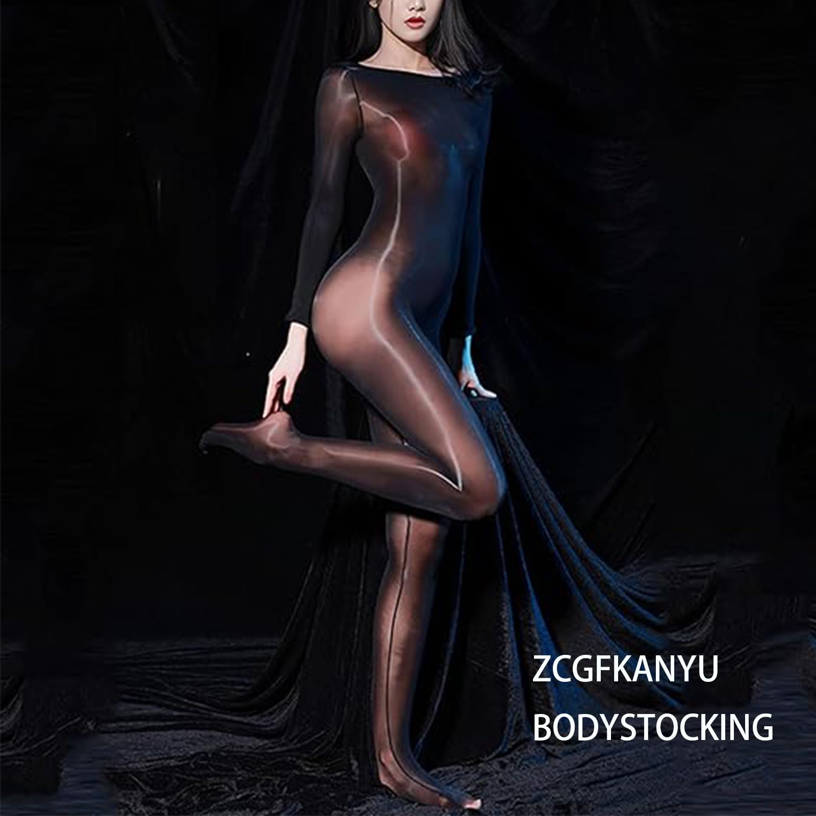 Sexy Shiny Women's Bodystocking - Full Body Stocking with Oil Shine for Lingerie & Role Play | Perfect for Halloween, Cosplay & Sensual Nights