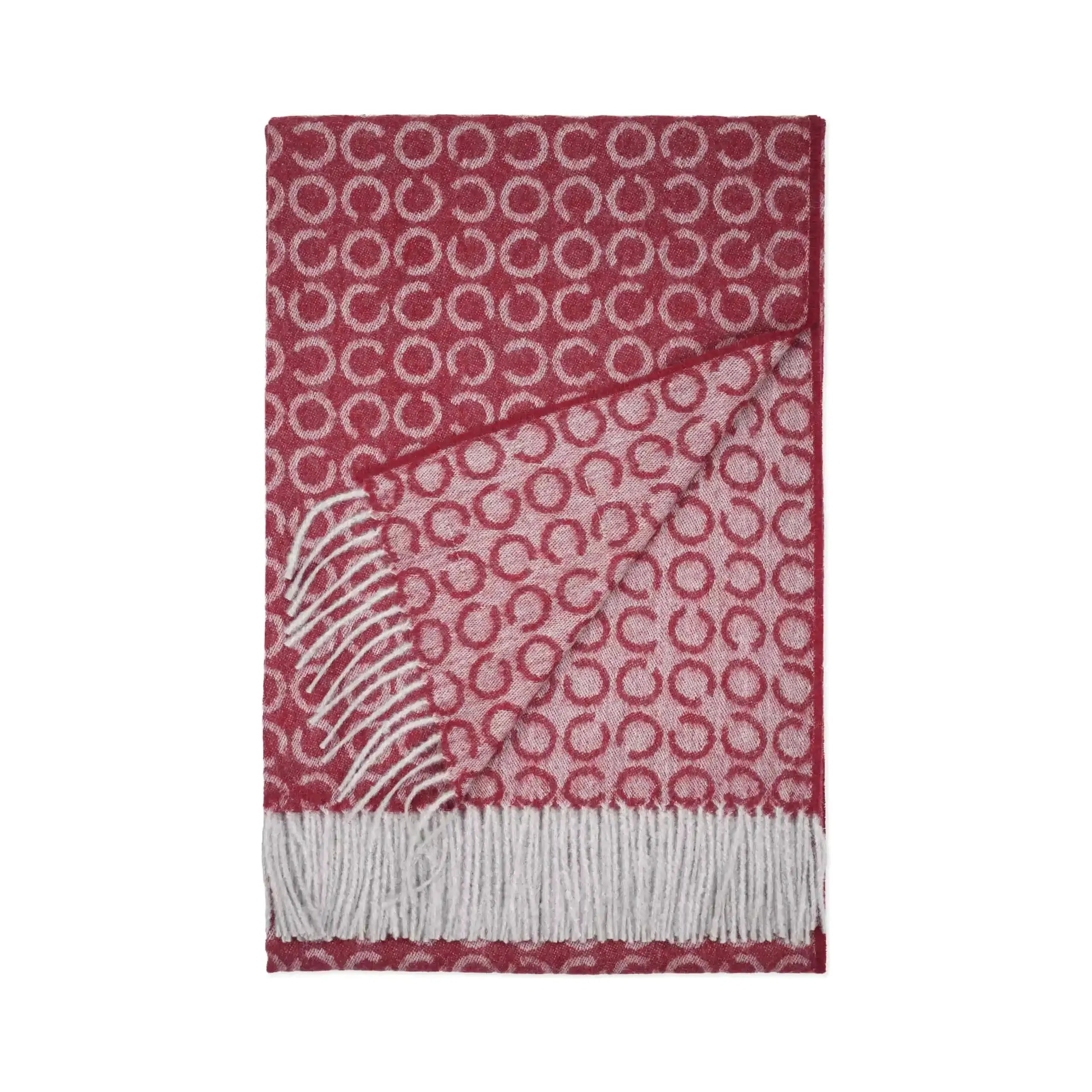 100% Pure Baby Alpaca Wool Sidney Throw Blanket - Wine Red & Grey (78