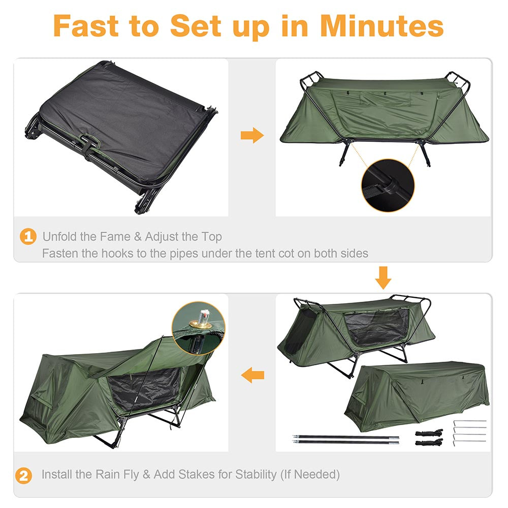 TheLAShop Ultralight One-Person Camping Cot Tent with Waterproof Rain Fly - Perfect for Backpacking, Hiking & Outdoor Adventures