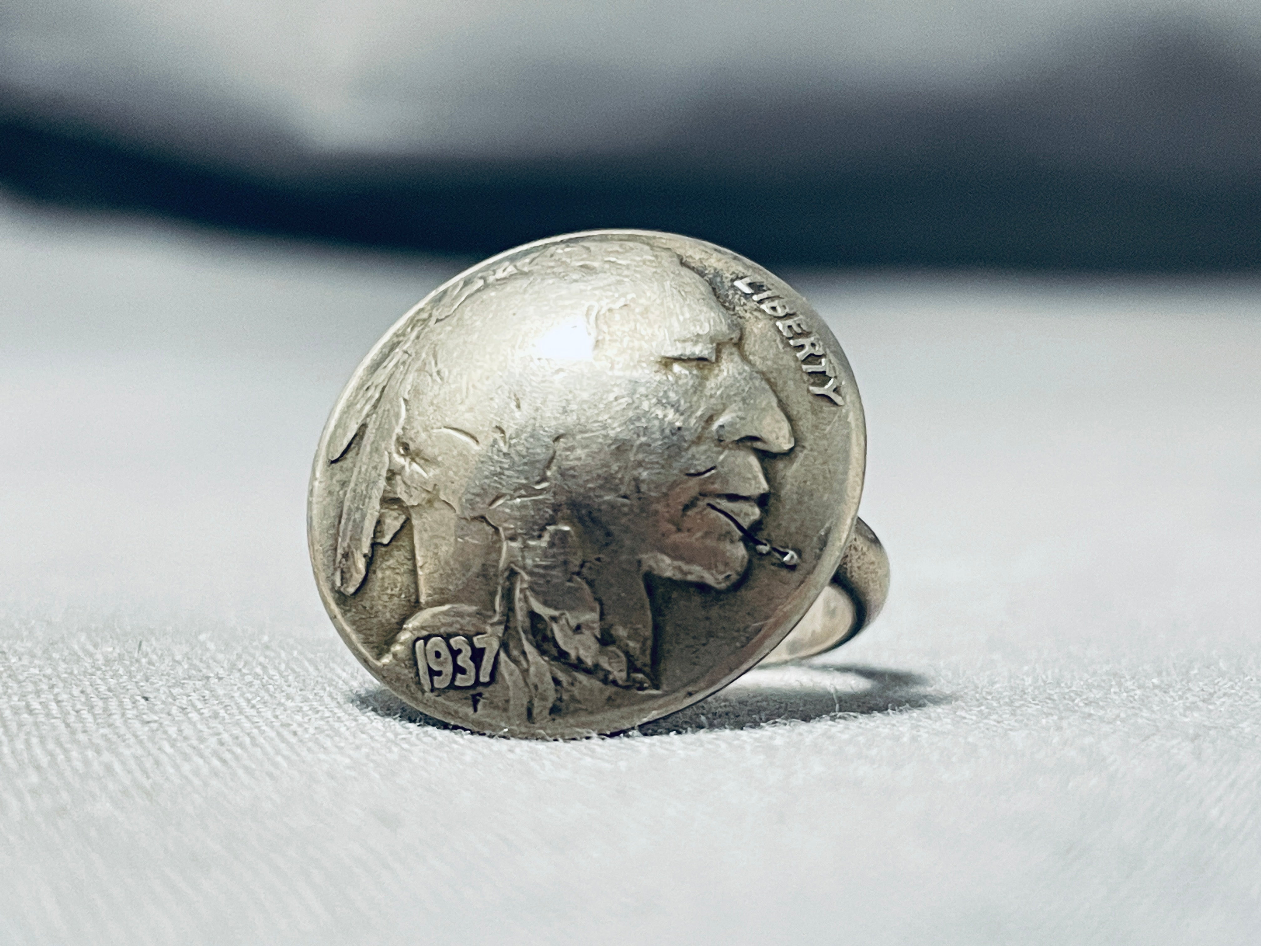 Vintage 1937 Native American Navajo Sterling Silver Coin Ring - Authentic Old West Jewelry for Men & Women, Perfect for Western Fashion, Boho Style & Gift Giving