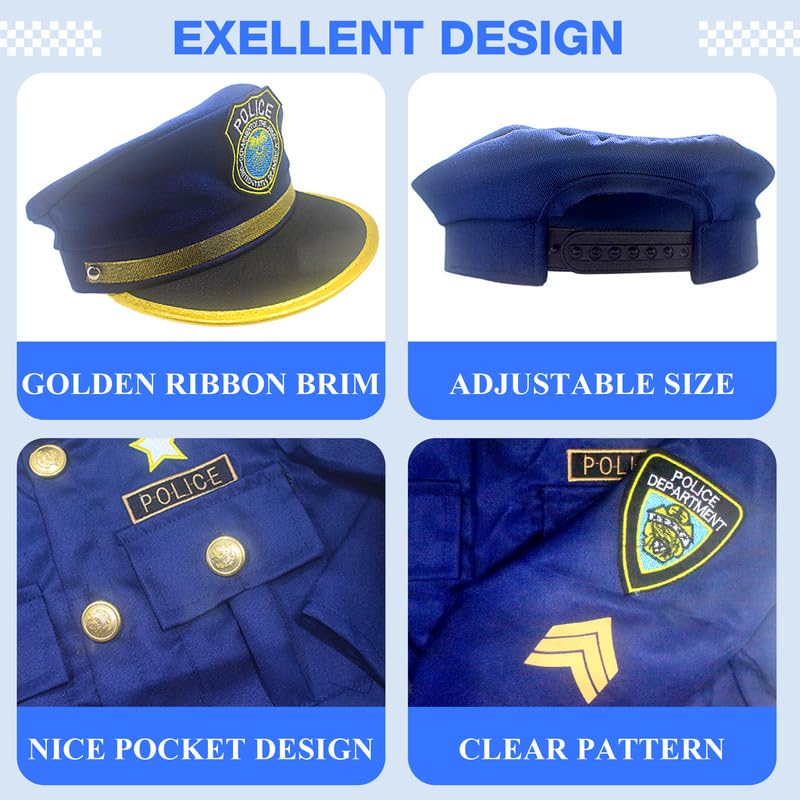 Kids Police Costume Set - Officer Uniform with Hat, Badge & Accessories for Halloween, Dress-Up & Role Play | Perfect for Parties, School Events & Pretend Play