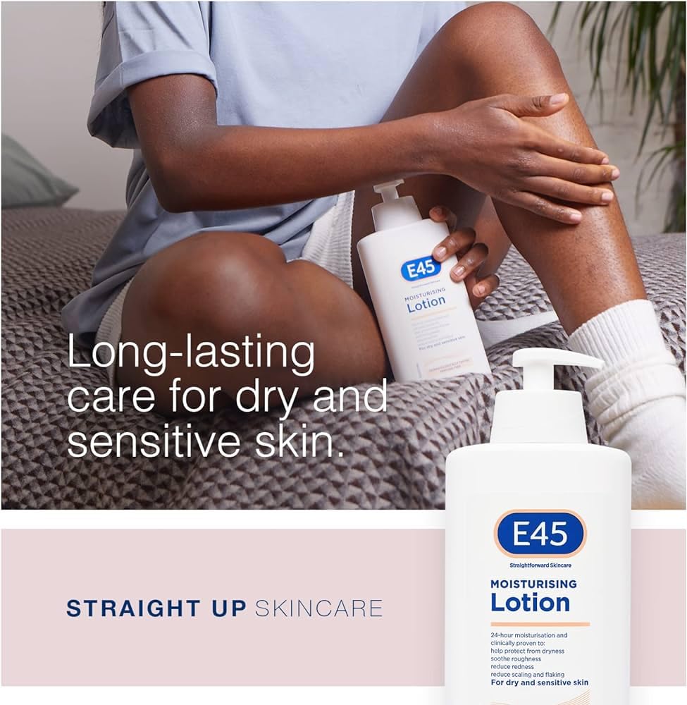 E45 Dermatological Moisturizing Lotion for Dry & Sensitive Skin - 16.9 Fl Oz (Pack of 2) - Fragrance-Free Hydrating Body Cream for Eczema, Psoriasis & Dermatitis Relief - Perfect for Daily Skincare Routine & Winter Skin Care