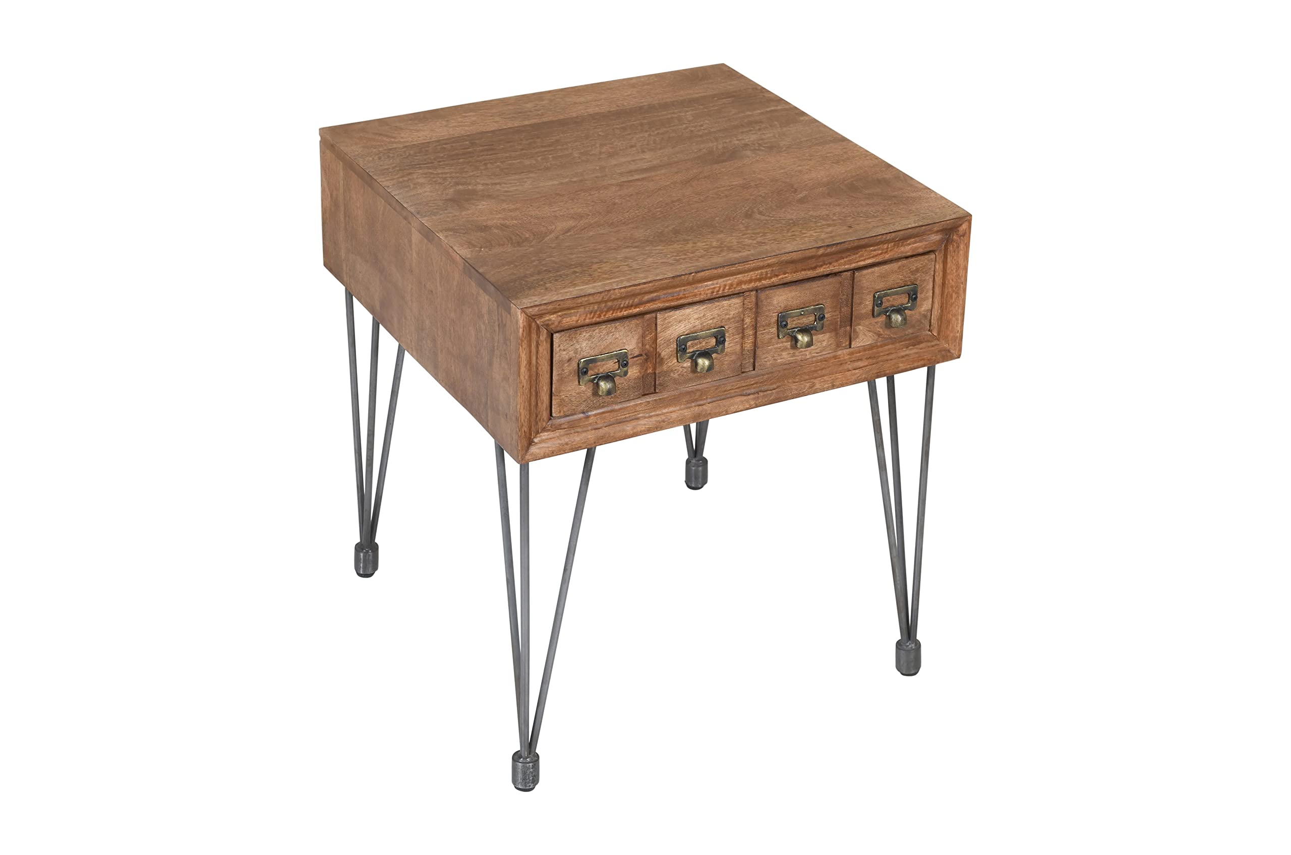 Vintage Solid Wood End Table with Apothecary Drawers - Rustic Nightstand for Bedroom, Living Room & Office - Jofran Inc. Handcrafted American Furniture