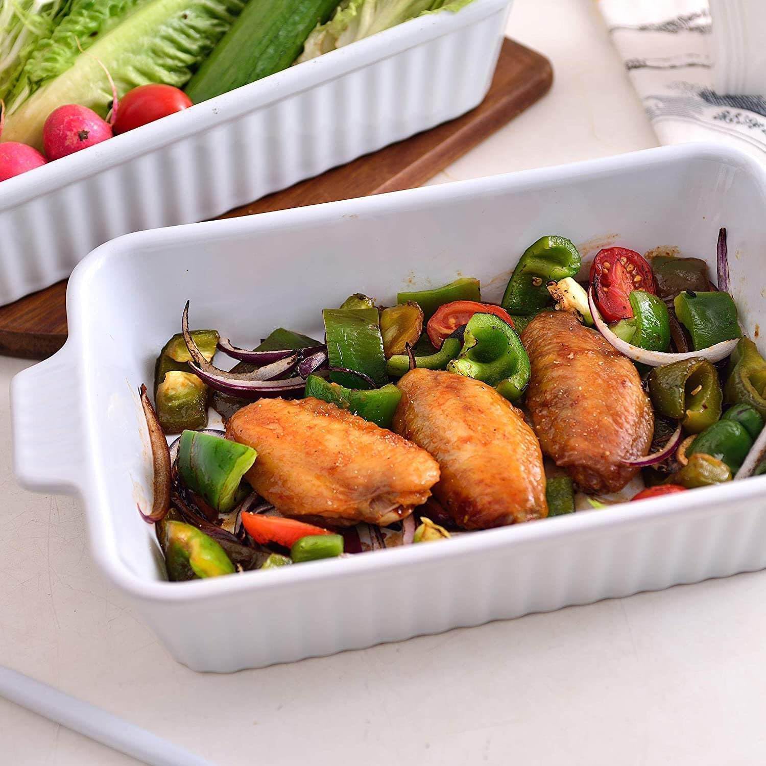 9x13 Ceramic Casserole Dish - Oven Safe Bakeware for Lasagna & Kitchen Decor Gifts