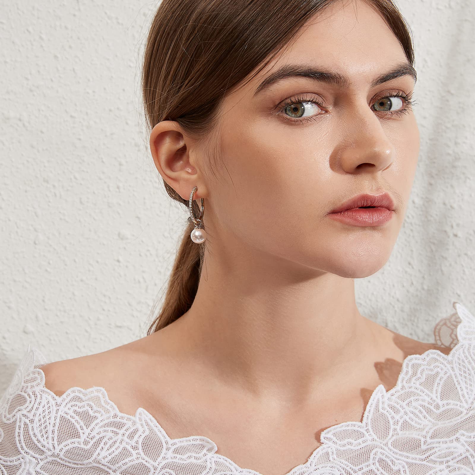 18K White Gold Plated Large Hoop Earrings for Women - 20mm-40mm 925 Sterling Silver Dangle Earrings with Cubic Zirconia | Elegant Party, Wedding & Everyday Jewelry Gift