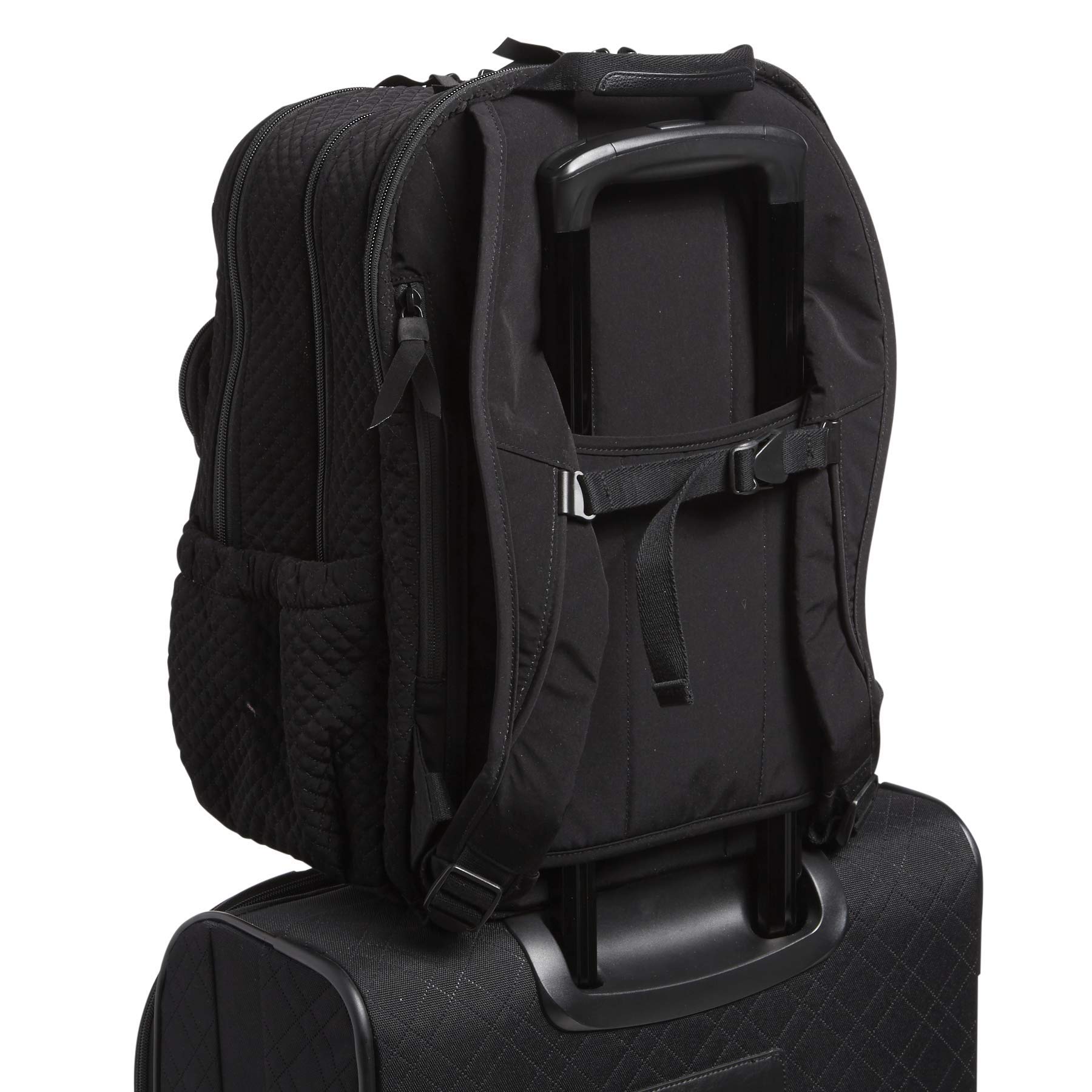 Vera Bradley Women's Microfiber XL Campus Backpack - Classic Black One Size | Spacious College Backpack for School, Travel & Work | Durable & Stylish Laptop Bag for Students & Professionals