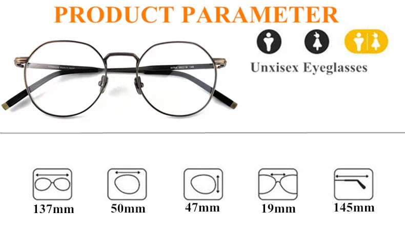 Stylish Unisex Black Titanium Round Full Rim Eyeglasses M137 - Perfect for Reading, Work & Everyday Fashion