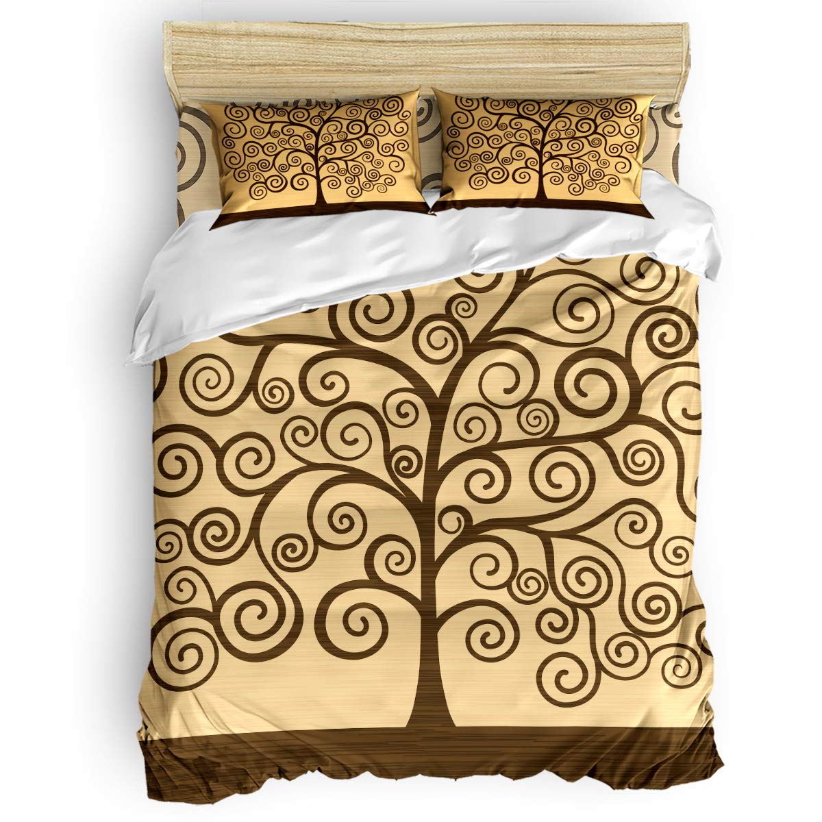 4-Piece Tree of Life Klimt Duvet Cover Set - 50% Cotton 50% Polyester Bedding for Kids, Teens & Adults - California King Size Bedspread - Perfect for Modern Bedrooms & Guest Rooms