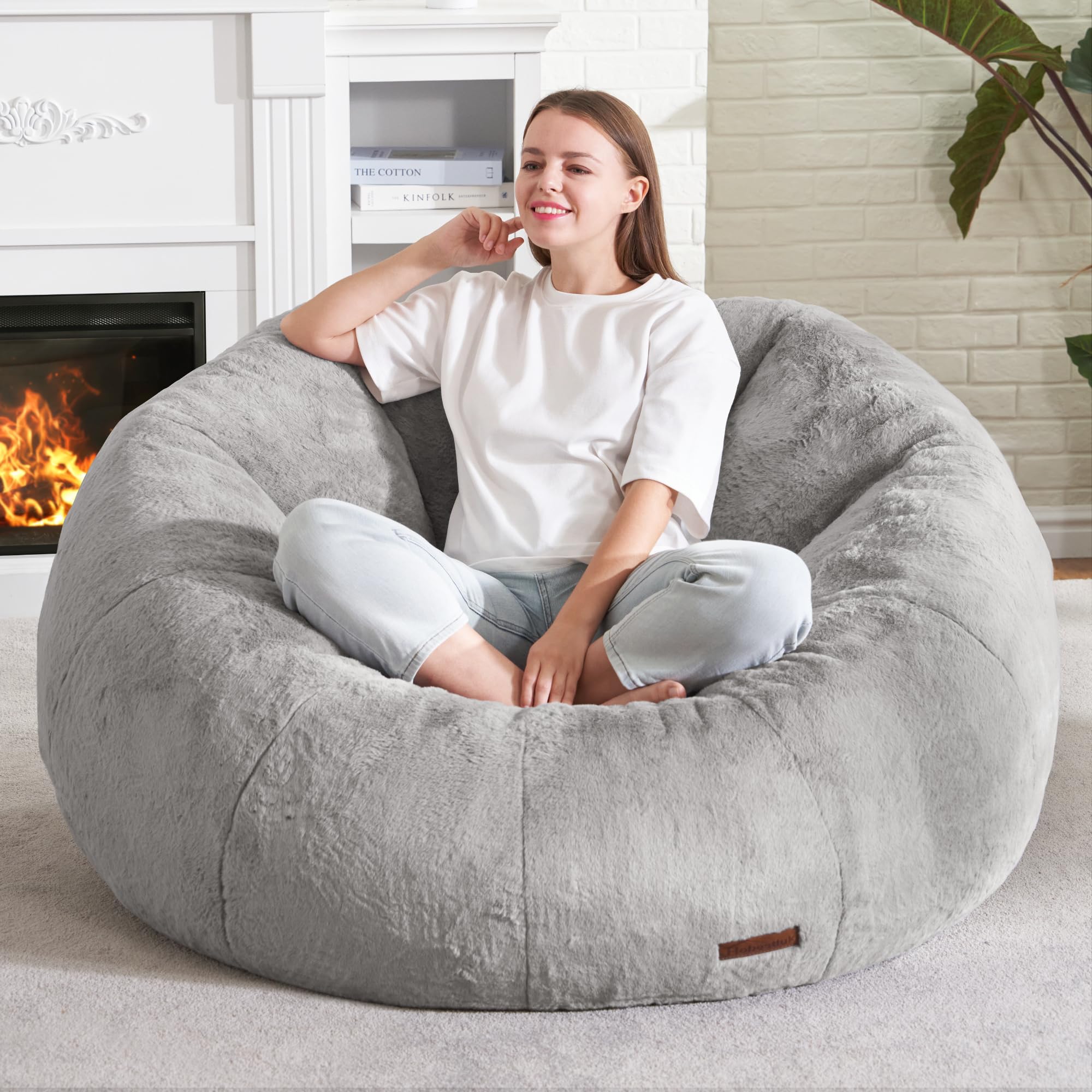 Hobestluk Large Bean Bag Chair for Adults - Oversized Comfy Bean Bag Sofa Chair with Spacious Design, Perfect for Reading, Gaming, Lounging & Relaxing in Living Room, Bedroom or Dorm (Grey)