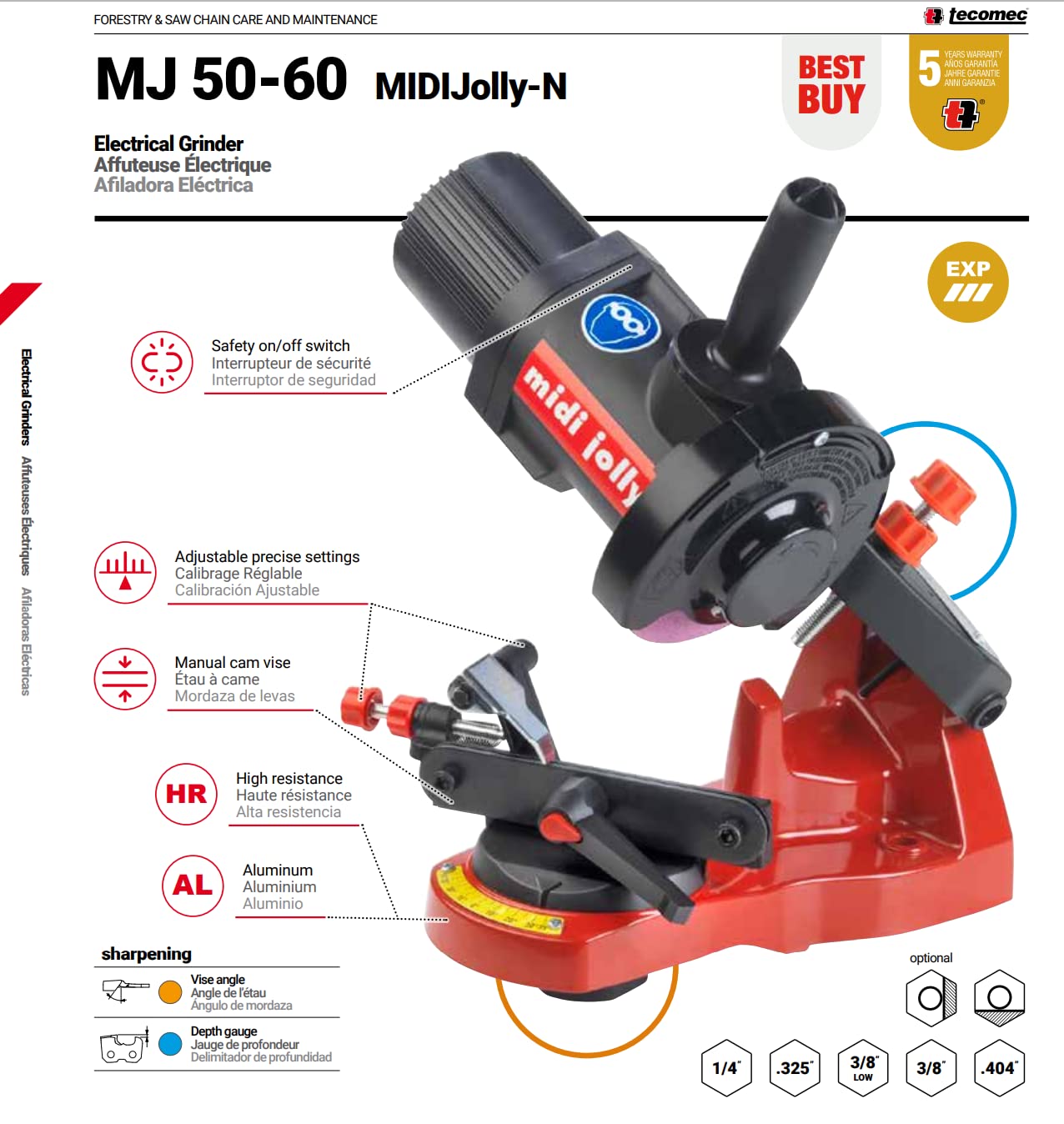 MIDI Jolly Electric Chain Grinder - Professional Chainsaw Chain Sharpener Tool for Woodworking & Forestry - Perfect for DIY Projects, Home Use, and Professional Logging
