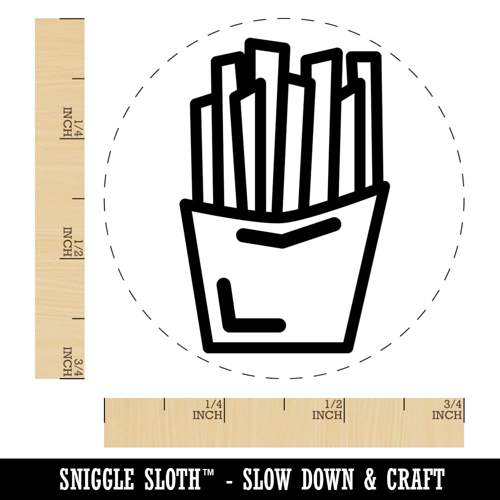 French Fries Snack Doodle Self-Inking Rubber Stamp - 3/4 Inch Small Blue Ink Stamper for Crafting, Planners & DIY Projects - Perfect for Journaling, Scrapbooking & Card Making