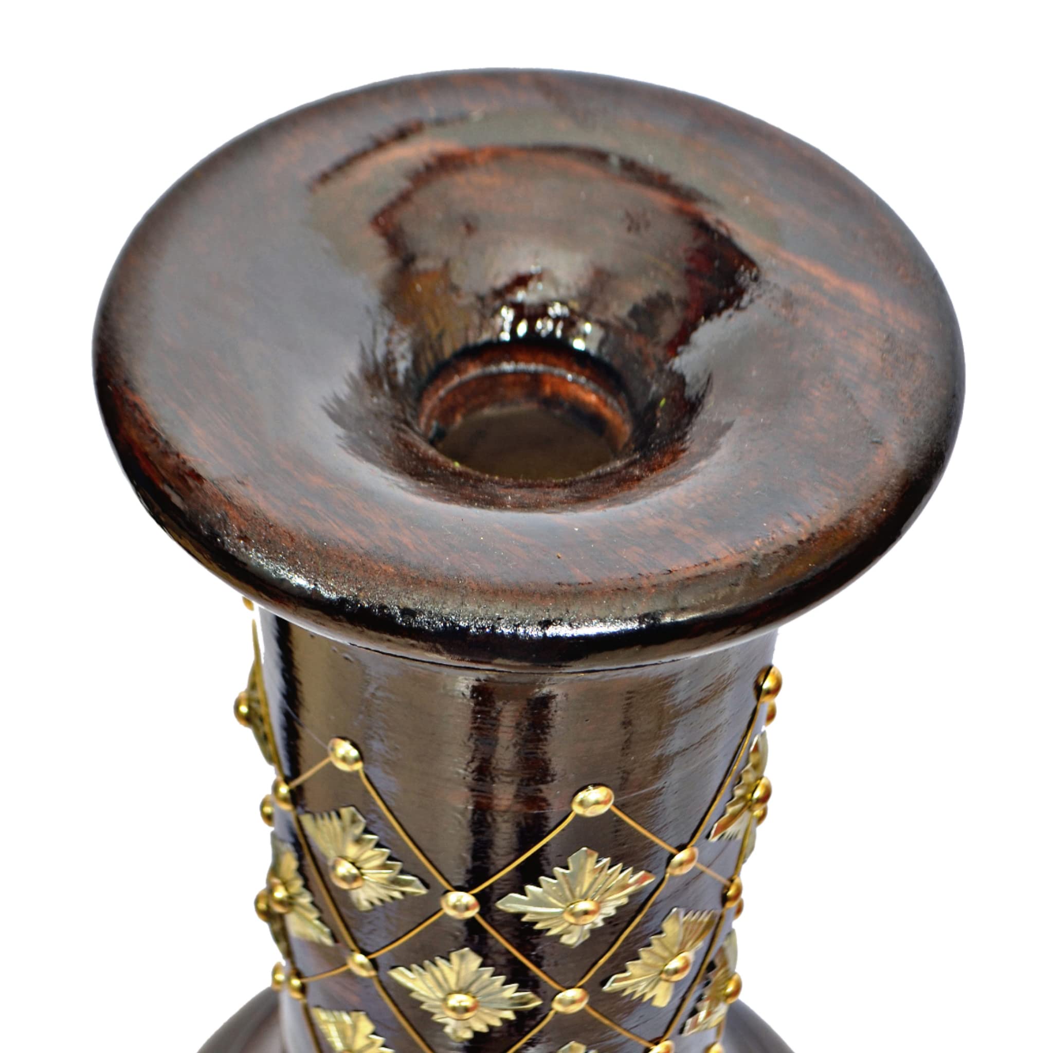 Antique Decorative Hand Carved Brown Mango Wood Floor Vase with Unique Textured Pattern - 37 Inch Tall Flower Vase for Home Decor, Living Room Centerpiece, Wedding & Event Decoration - QI004010