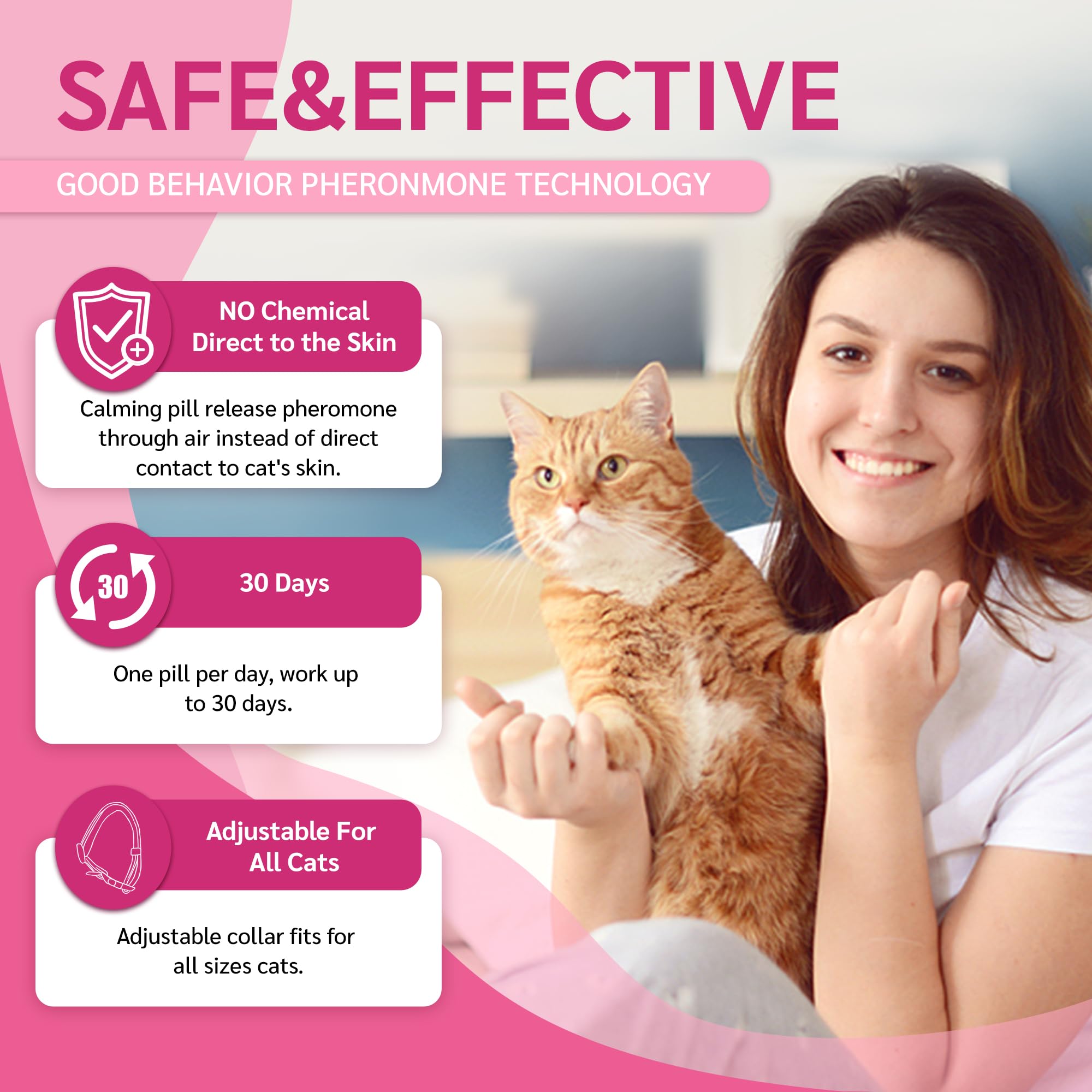 30 Pack Calming Collar for Cats - Pheromone Collar for Anxiety Relief, Anti-Aggression & Stress Reduction - Adjustable Cat Collar Lasts 30 Days - Perfect for Vet Visits, Travel & Multi-Cat Homes