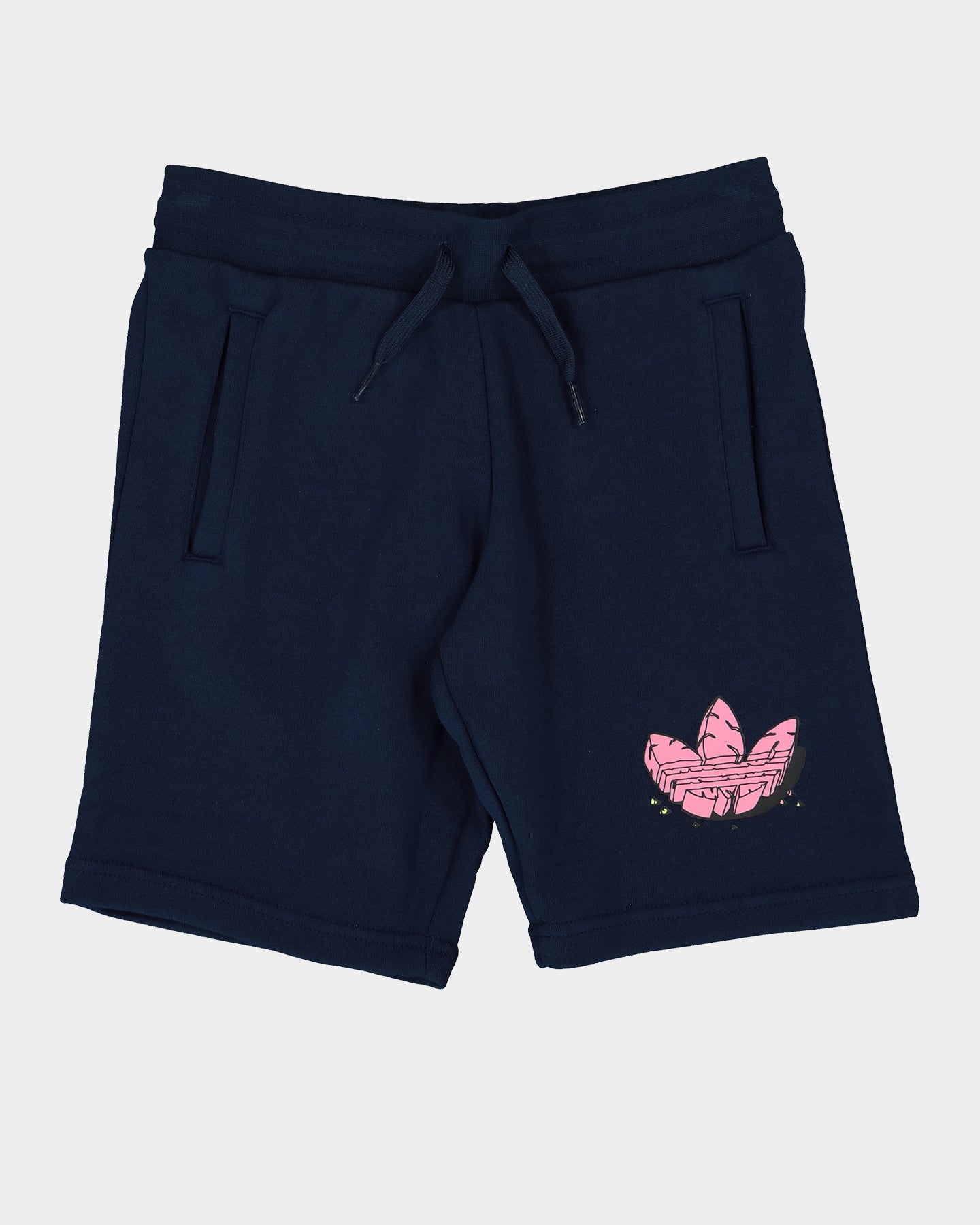 Adidas Kids Dino Graphic Athletic Shorts - Navy Blue & Pink Dinosaur Print - Comfortable Playwear for Boys & Girls - Perfect for Sports, Playground & Summer Activities