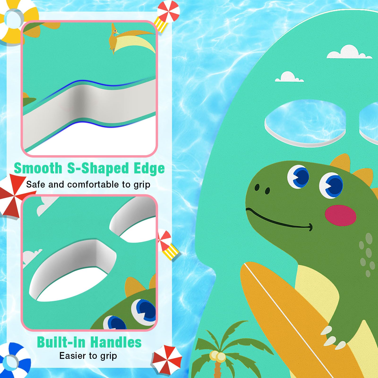 MoKo Swim Kickboard for Kids - Cartoon Swimming Training Kickboard, Pool Exercise Equipment to Improve Natural Swimming Position - Perfect for Swim Lessons, Water Fun & Pool Training