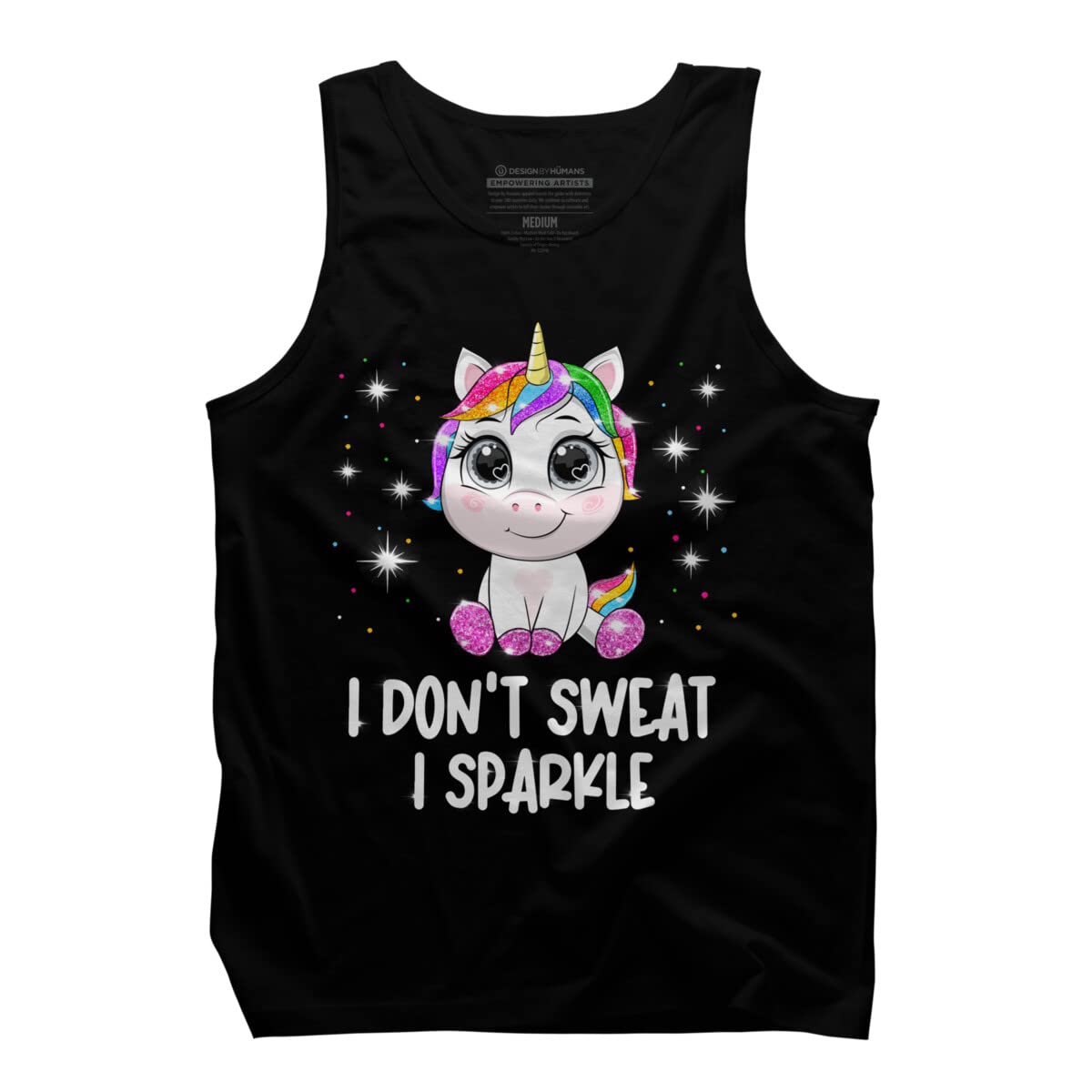 Design By Humans Men's 'I Don't Sweat Sparkle' Graphic Tank Top - Soft Cotton Casual Tee for Summer, Gym & Everyday Wear