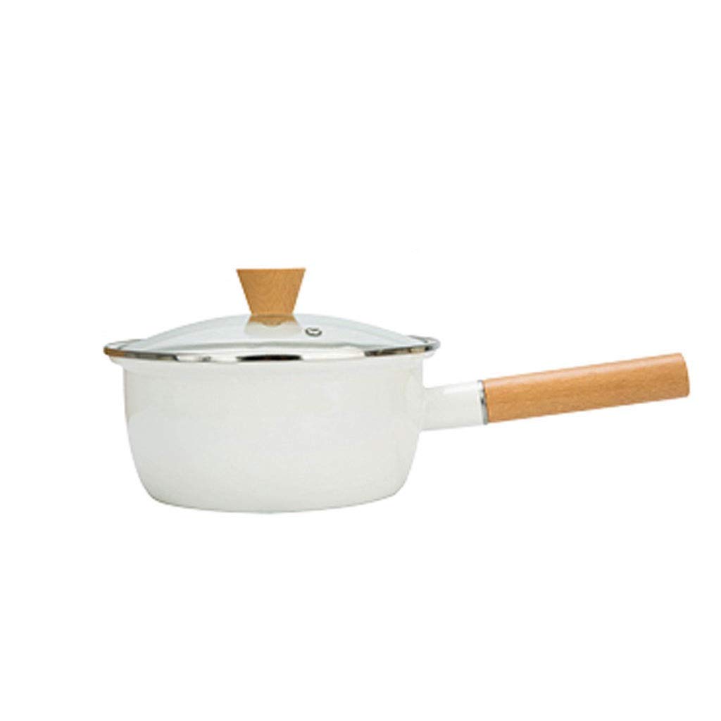 MGUOTP Enamel Milk Pan - White Butter Warmer Saucepan for Soup, Milk, and Cooking | Perfect for Stovetop, Camping, and Kitchen Use