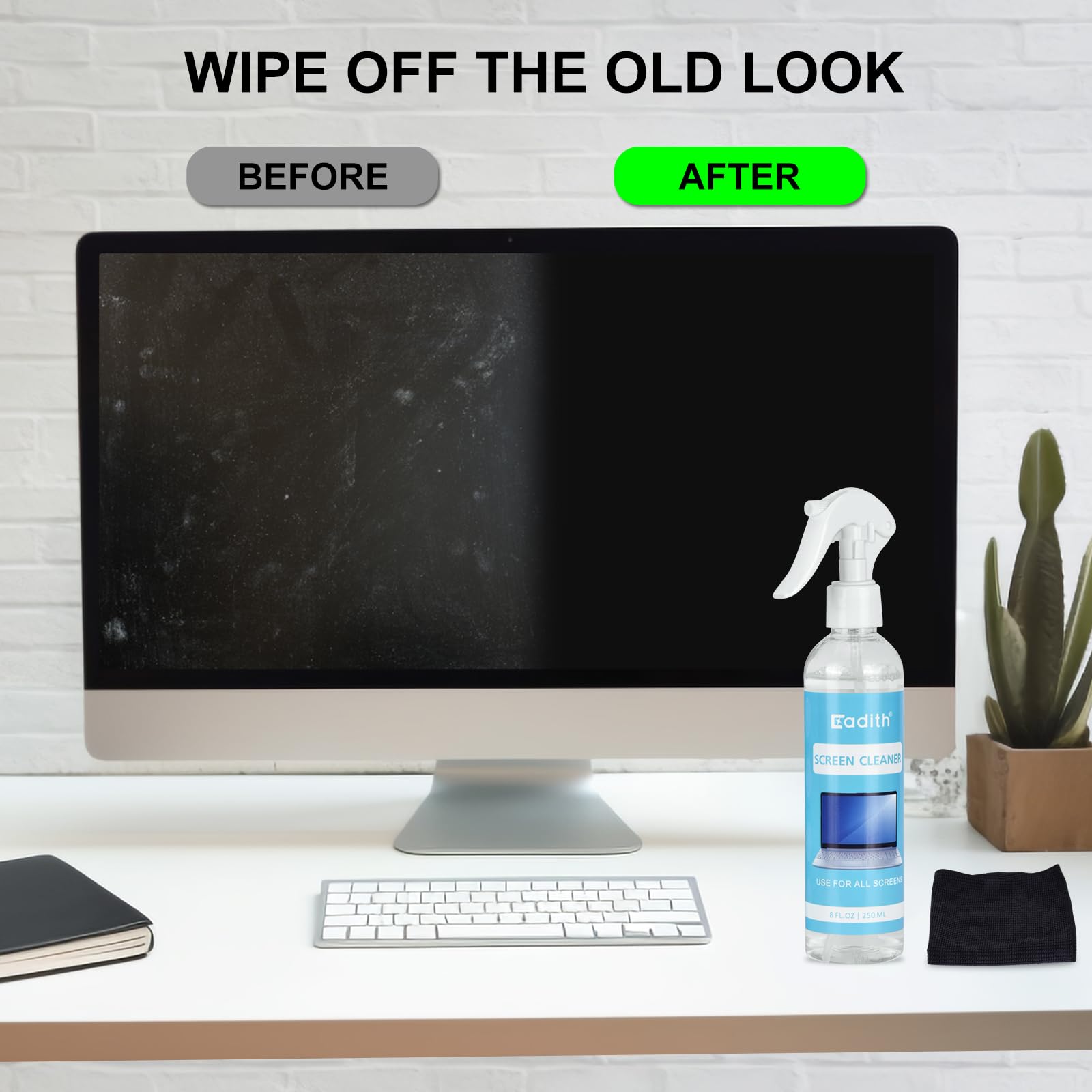 **8OZ Screen Cleaner Spray Kit - Safe for TV, Computer, Laptop, Phone, iPad - Electronic Cleaner with Microfiber Cloth - Perfect for Home, Office & Travel**