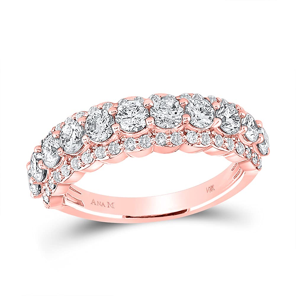14K Rose Gold Women's Round Diamond Anniversary Band Ring - 1.75 Carat Total Weight (CTTW) - Perfect for Weddings, Anniversaries & Special Occasions